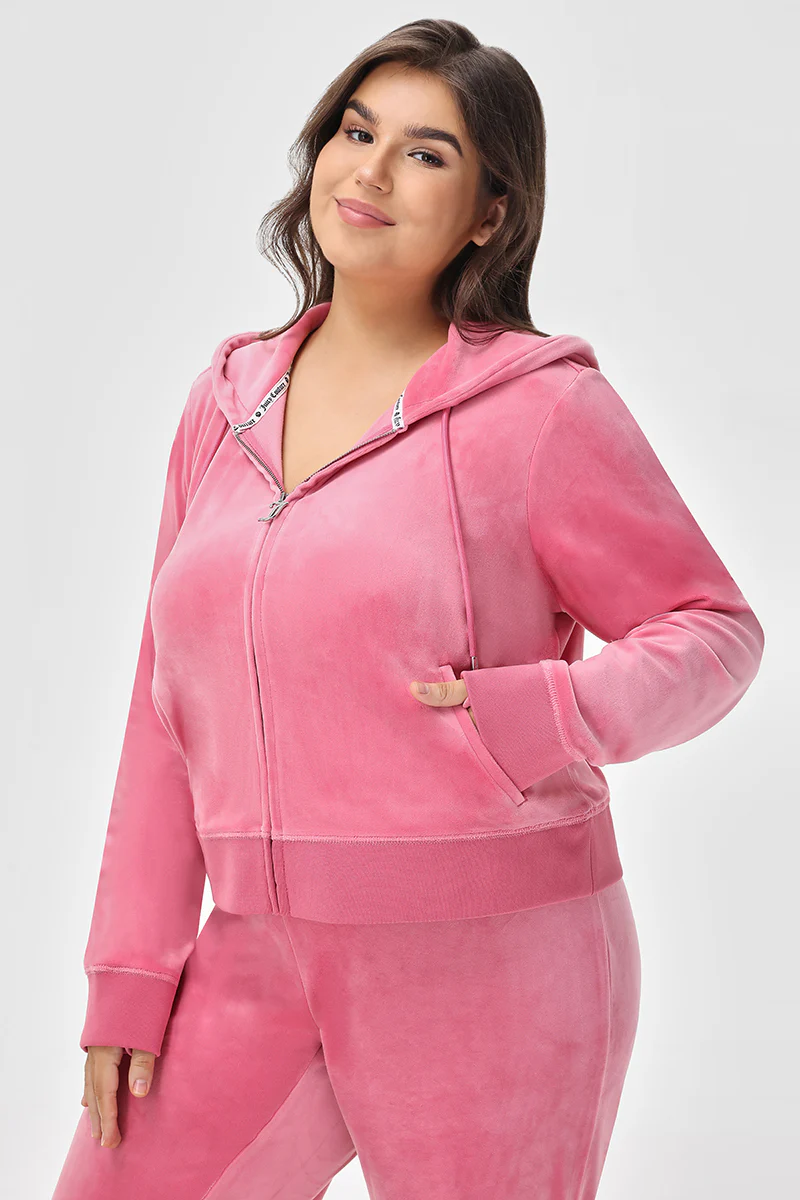 Plus-Size Mixed Crystals Velour Hoodie