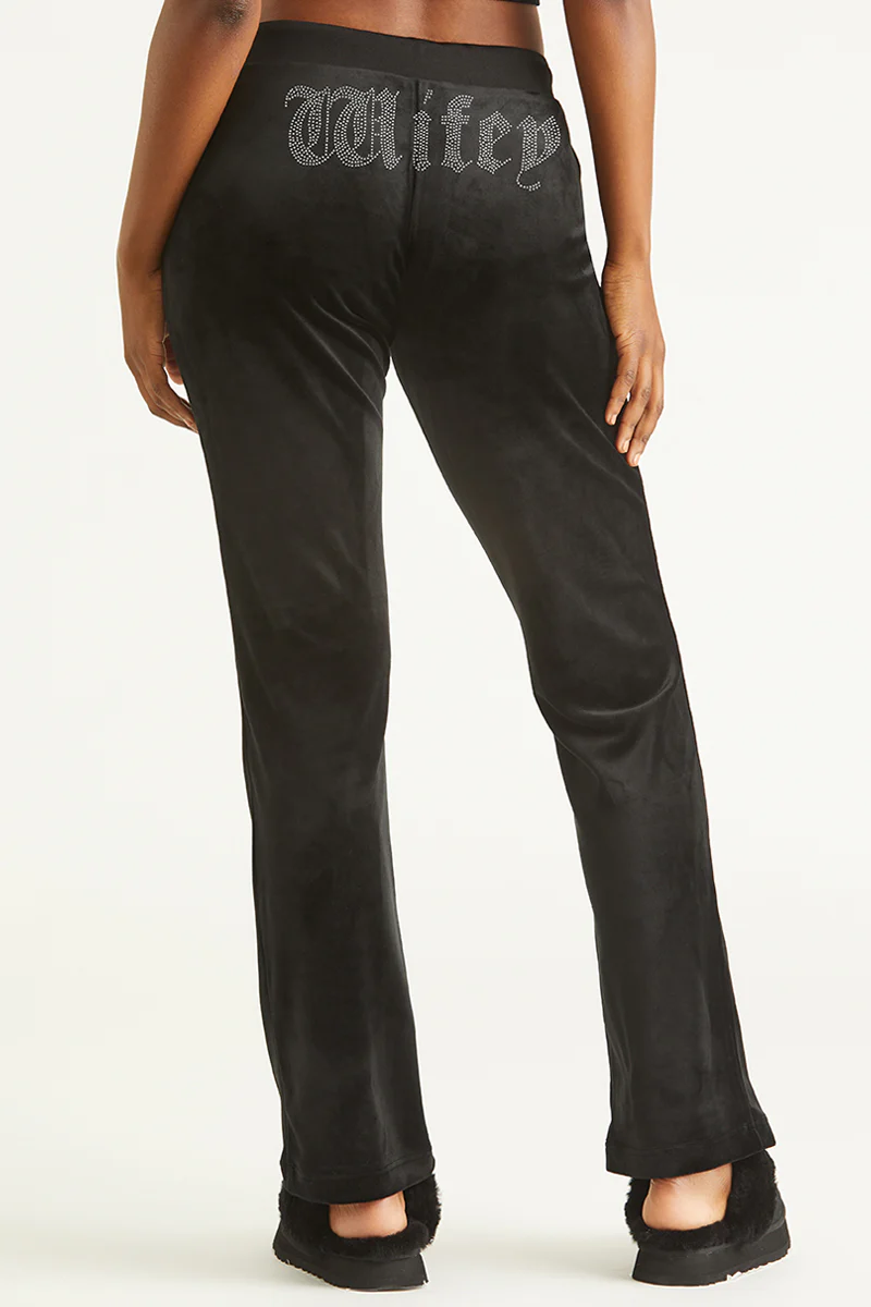 Wifey Customizable Big Bling Velour Track Pants