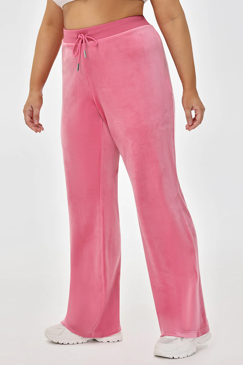 Plus-Size Mixed Crystals Velour Track Pants