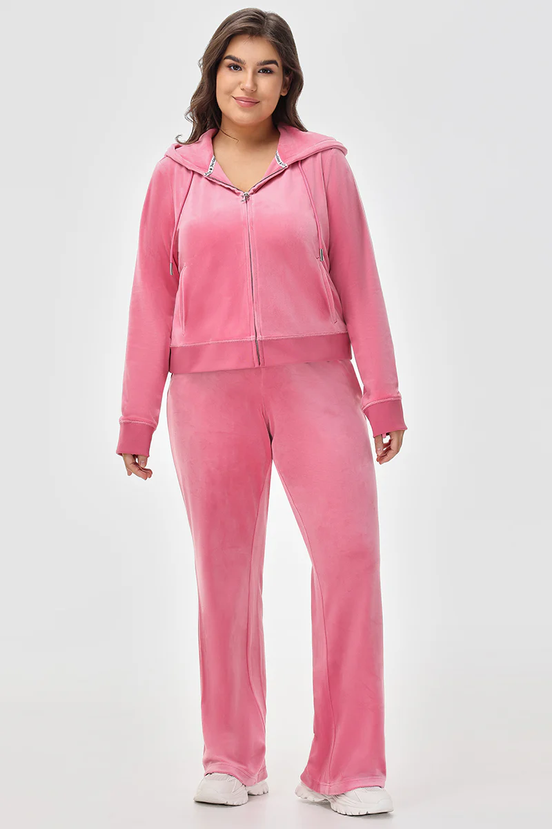 Plus-Size Mixed Crystals Velour Track Pants