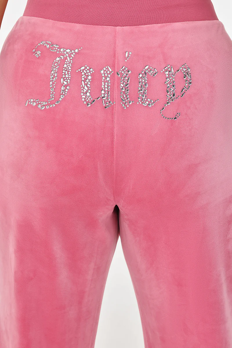 Plus-Size Mixed Crystals Velour Track Pants