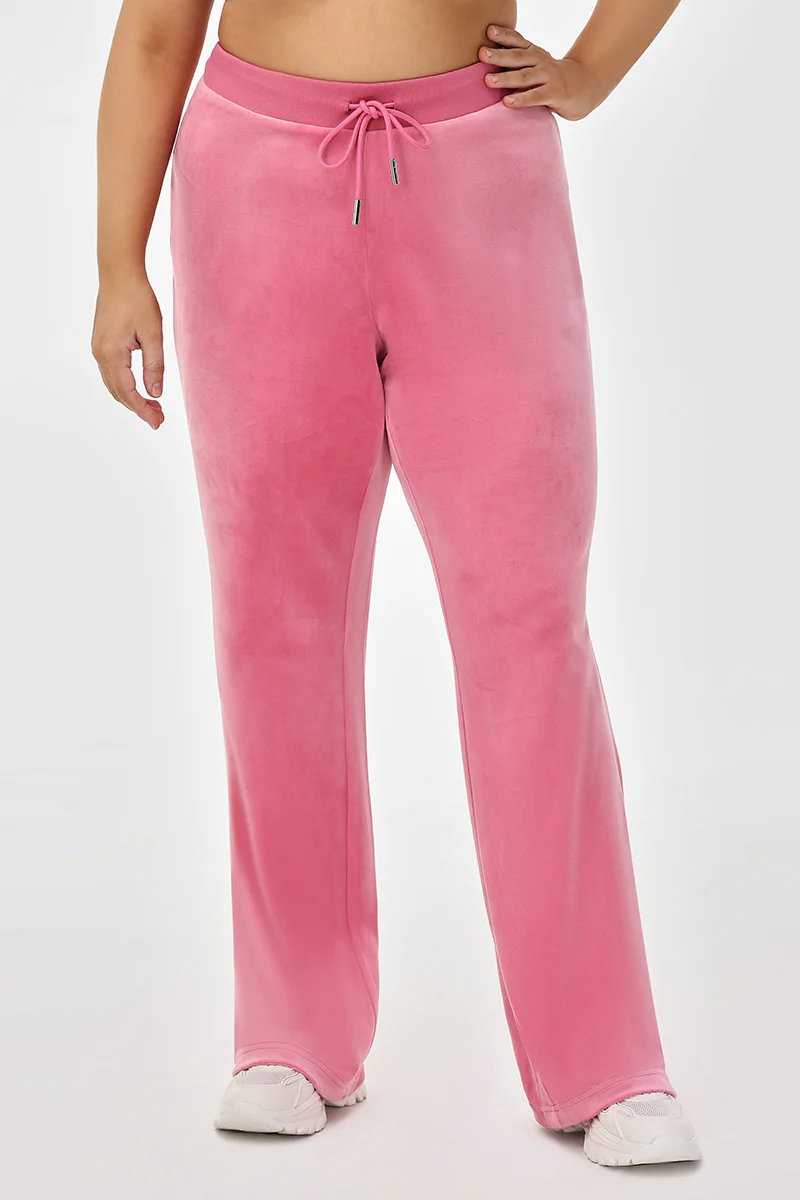 Plus-Size Mixed Crystals Velour Track Pants
