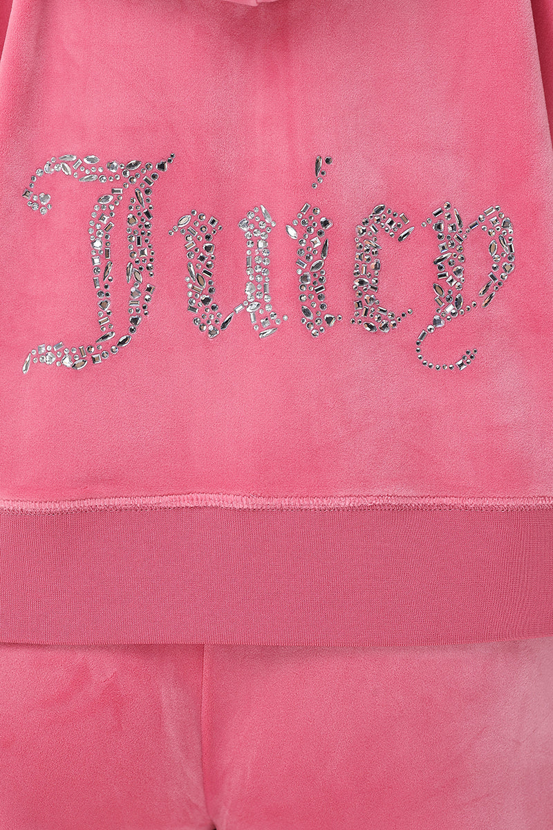 Plus-Size Mixed Crystals Velour Hoodie