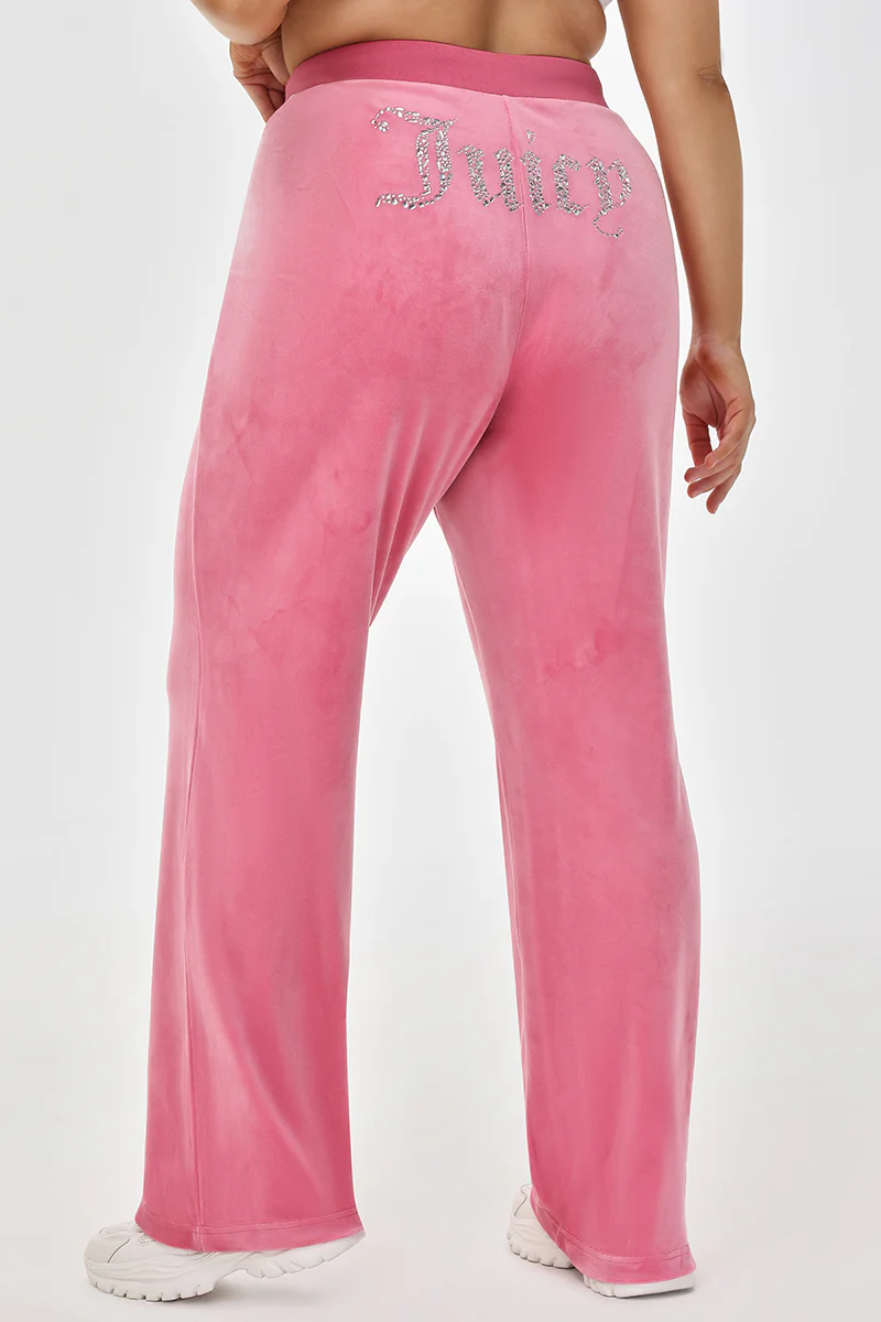 Plus-Size Mixed Crystals Velour Track Pants