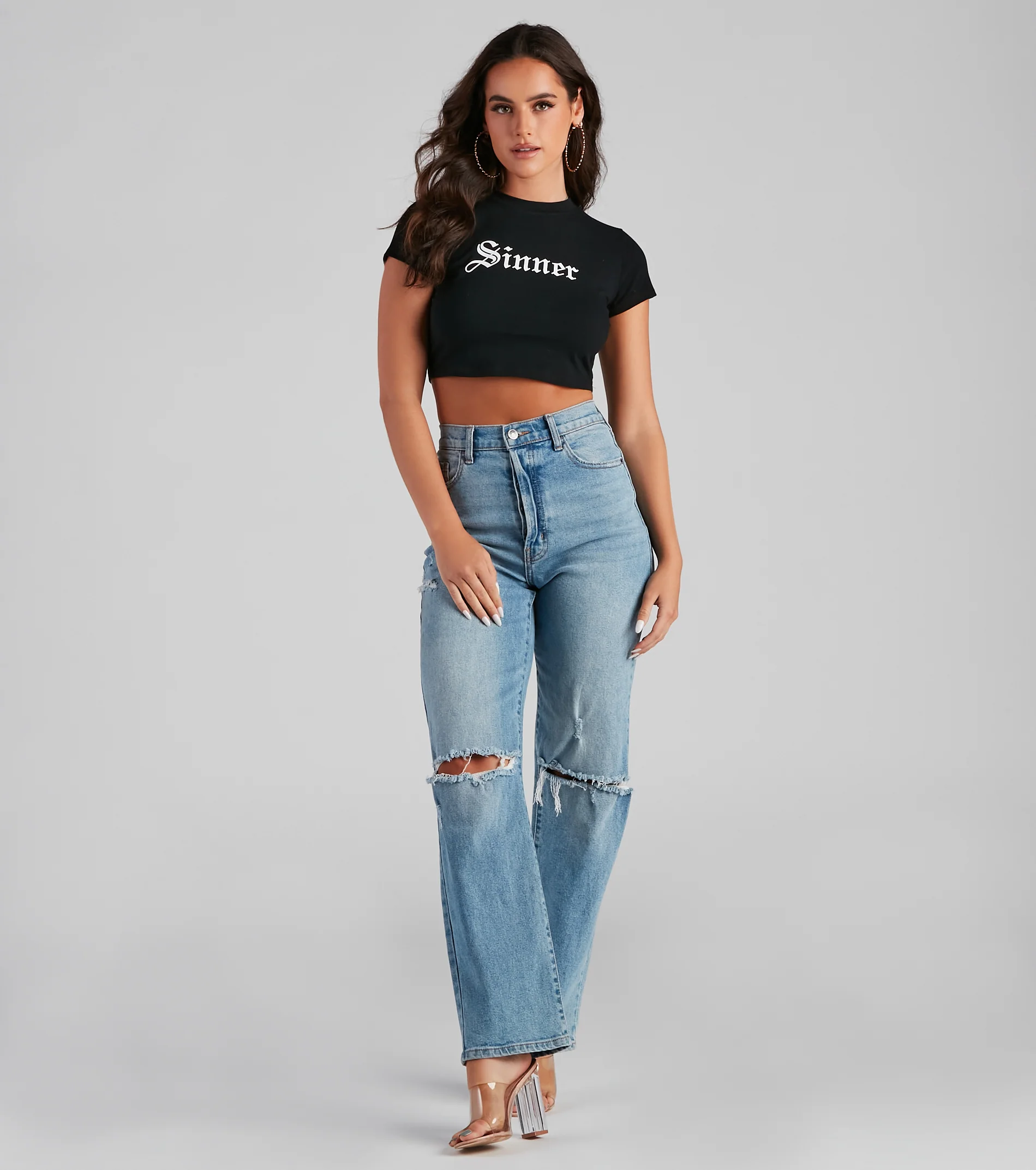 Sinner Graphic Halloween Crop Top