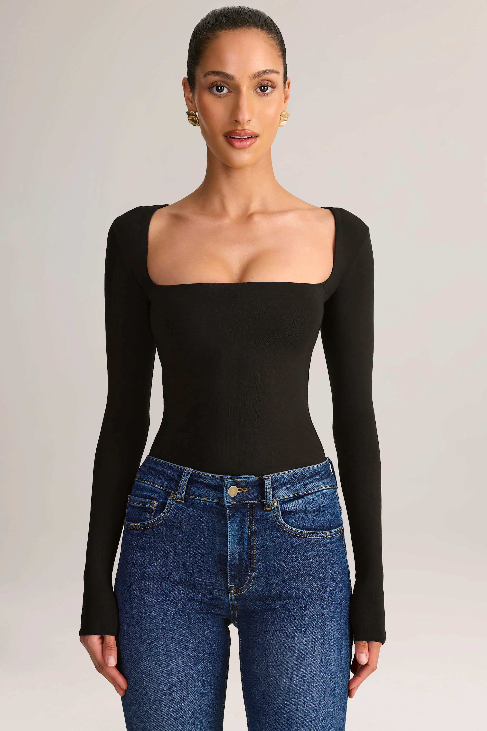Modal Square-Neck Top in Black