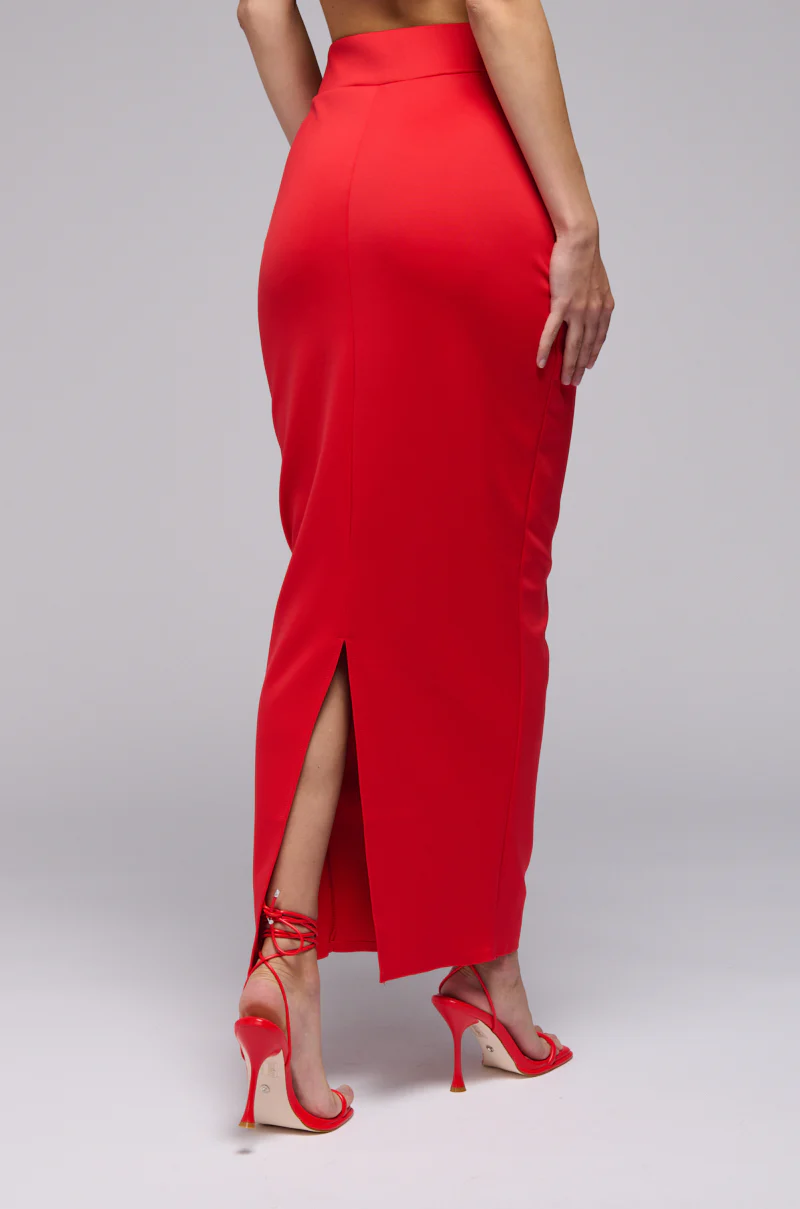 LALA HIGH WAIST DRESSY MIDI SKIRT