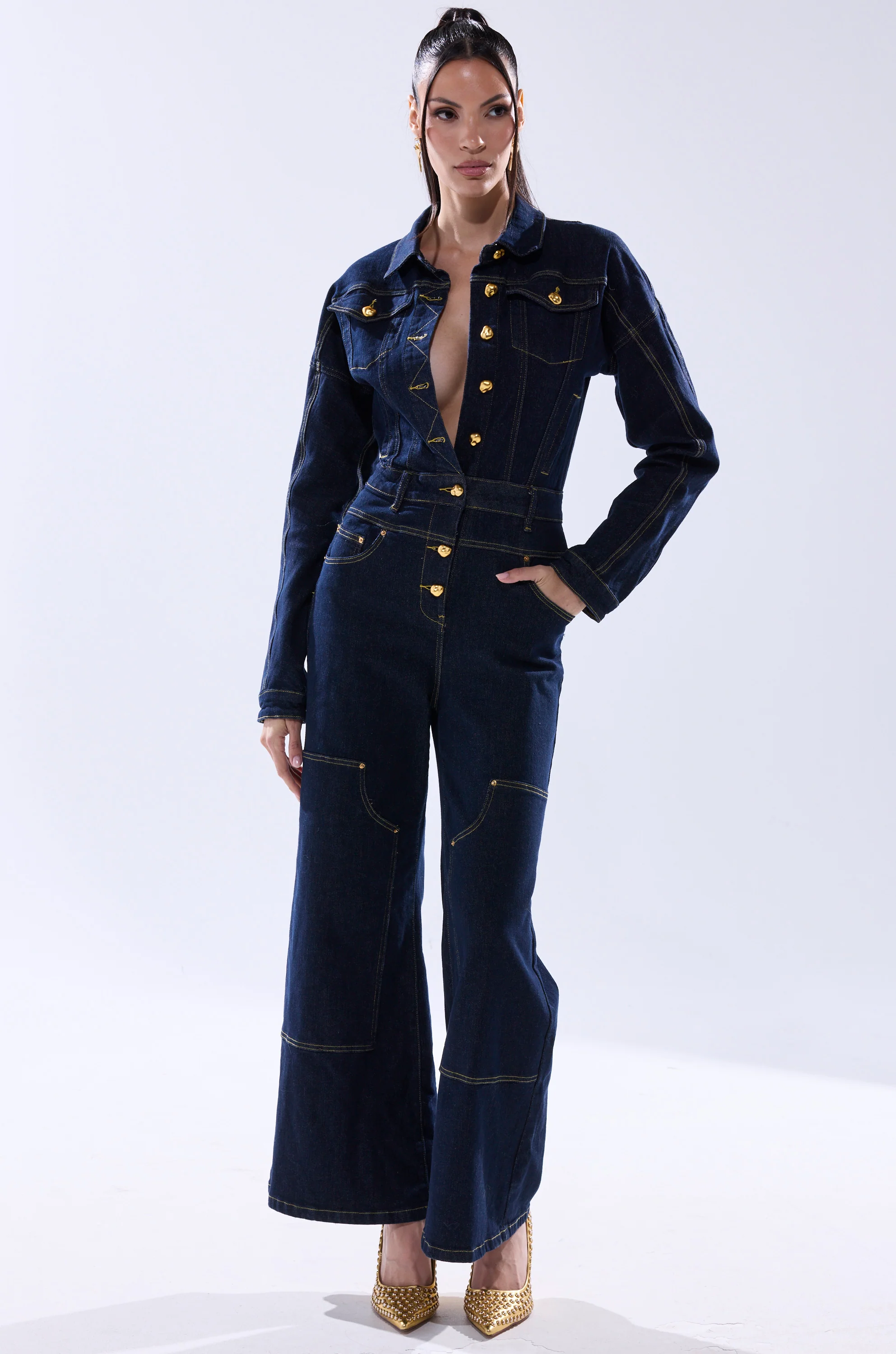 ANGELA CARGO DENIM JUMPSUIT