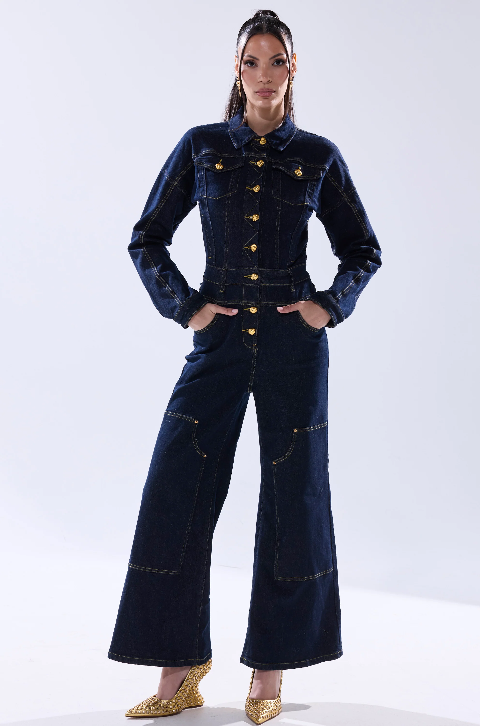 ANGELA CARGO DENIM JUMPSUIT