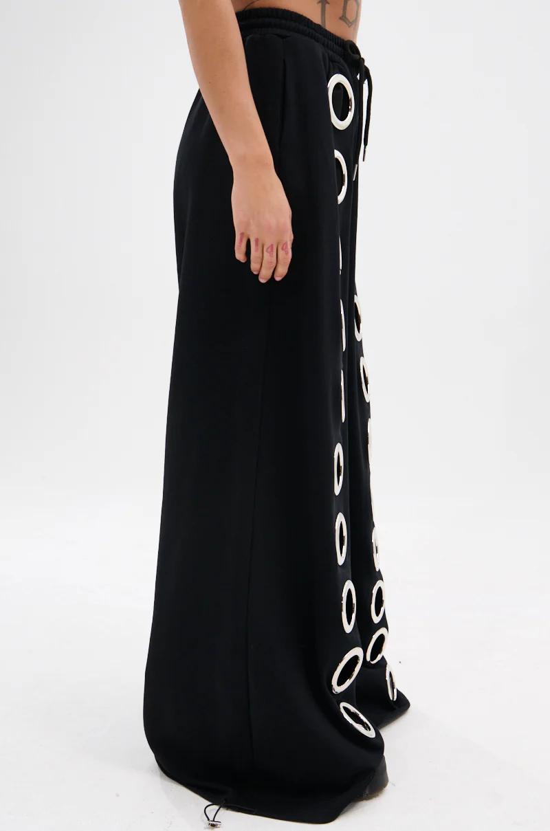 THROUGH THE NIGHT WIDE LEG SWEATPANT WITH HOLES
