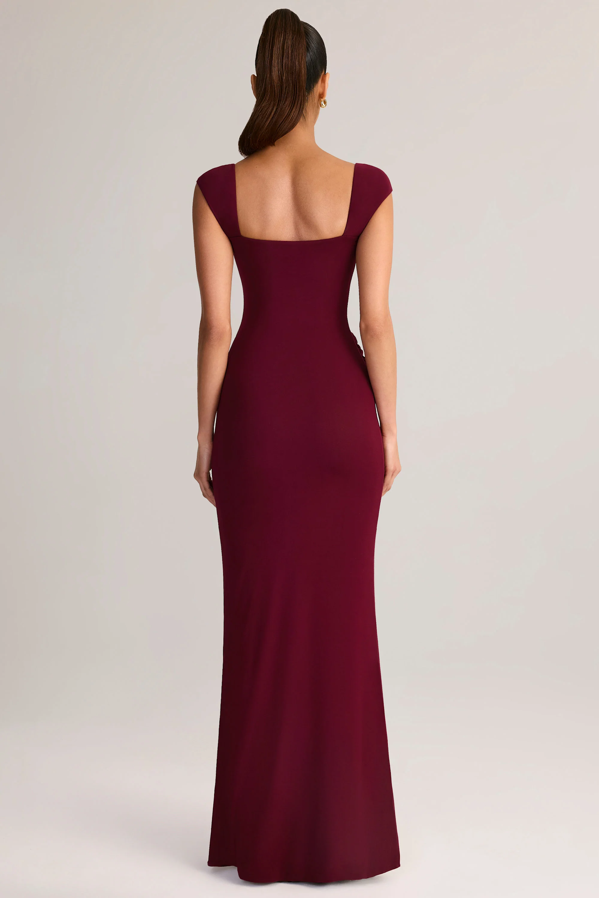 Modal Sweetheart-Neck Maxi Dress in Wine
