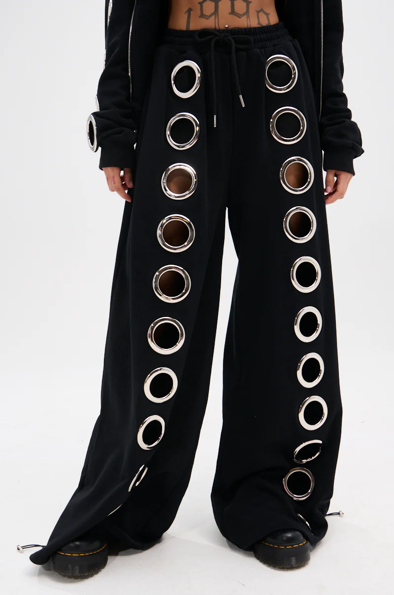 THROUGH THE NIGHT WIDE LEG SWEATPANT WITH HOLES