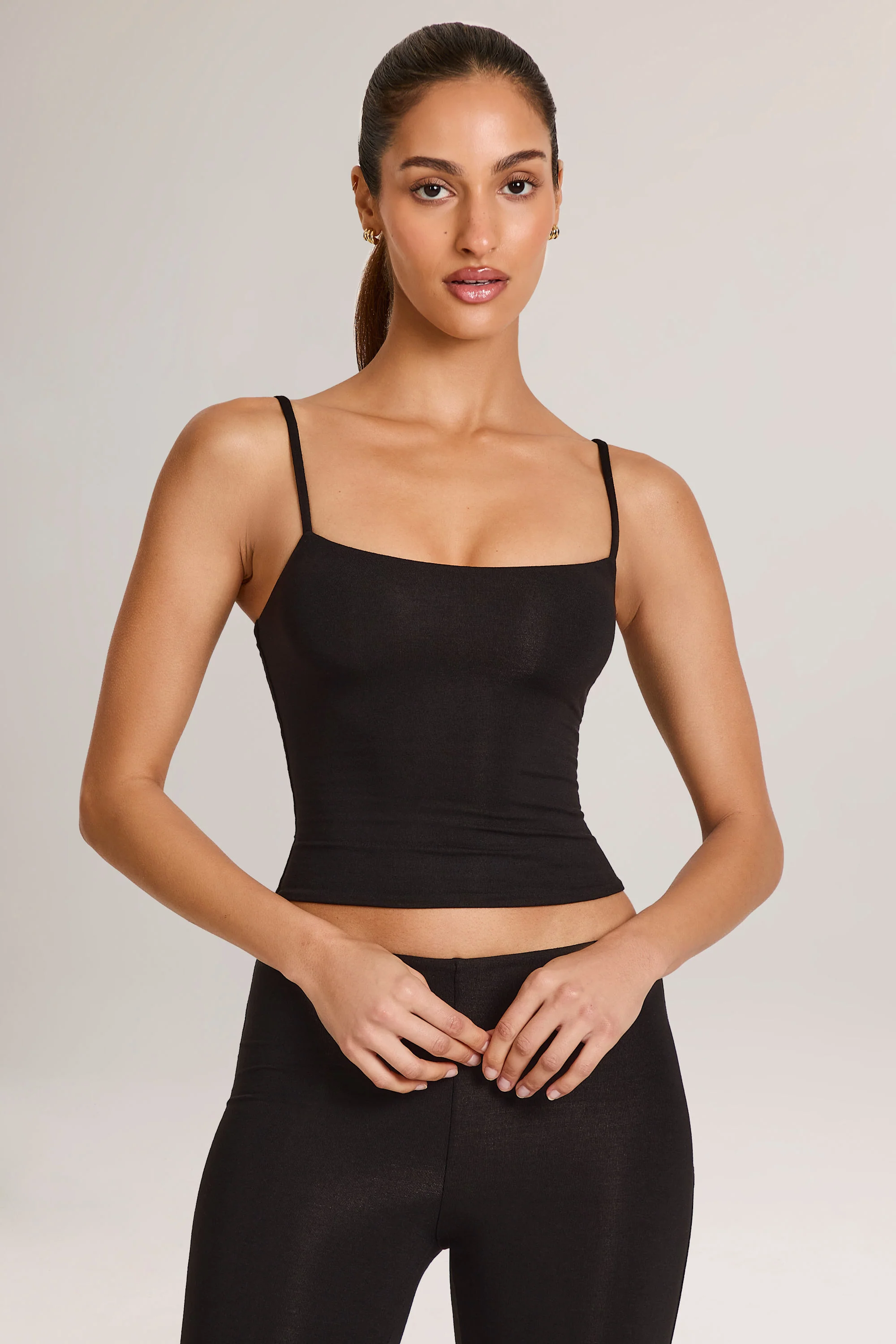 Modal Scoop-Neck Tank Top in Black