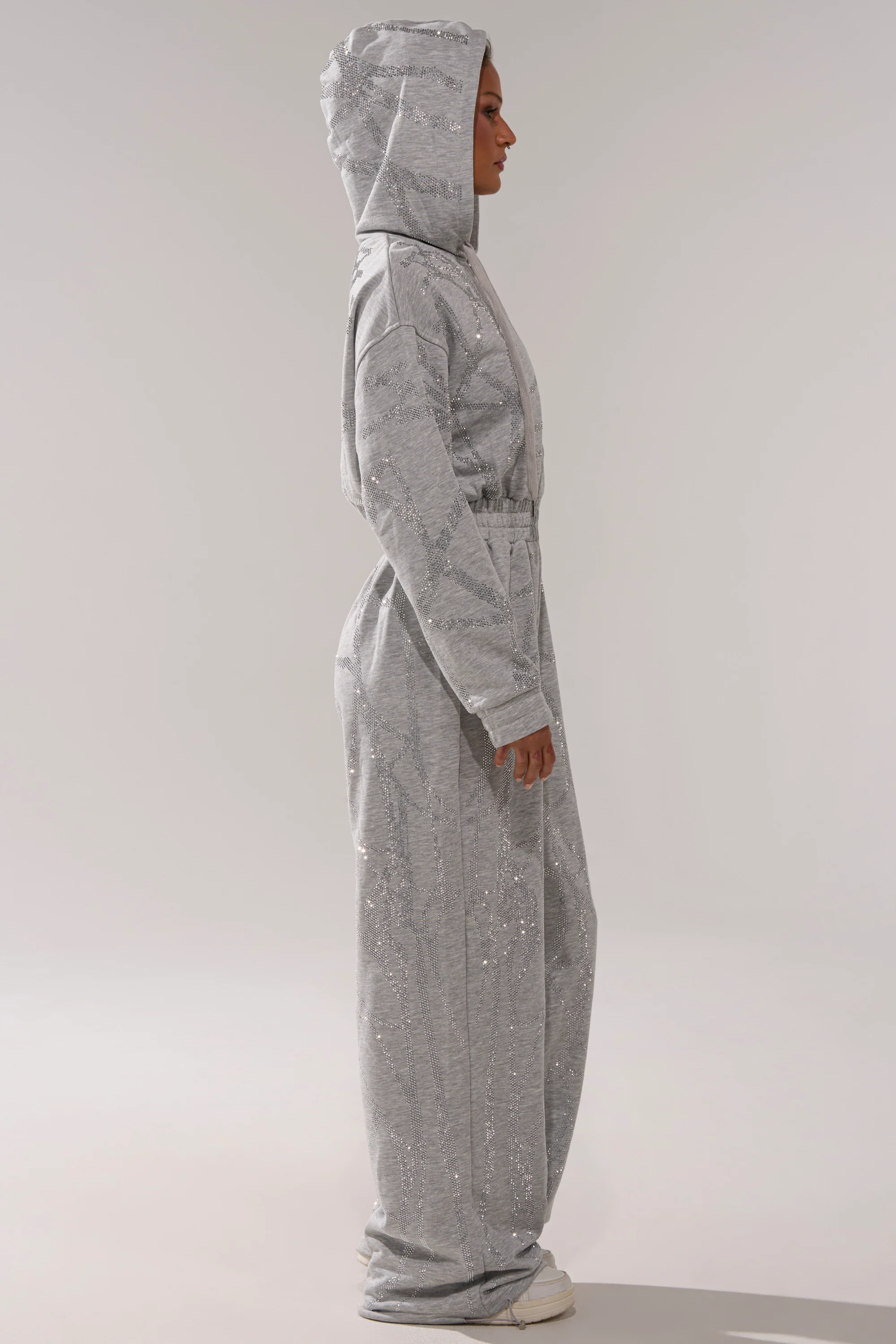 NEVER BUGGIN PRINTED FRENCH TERRY JUMPSUIT