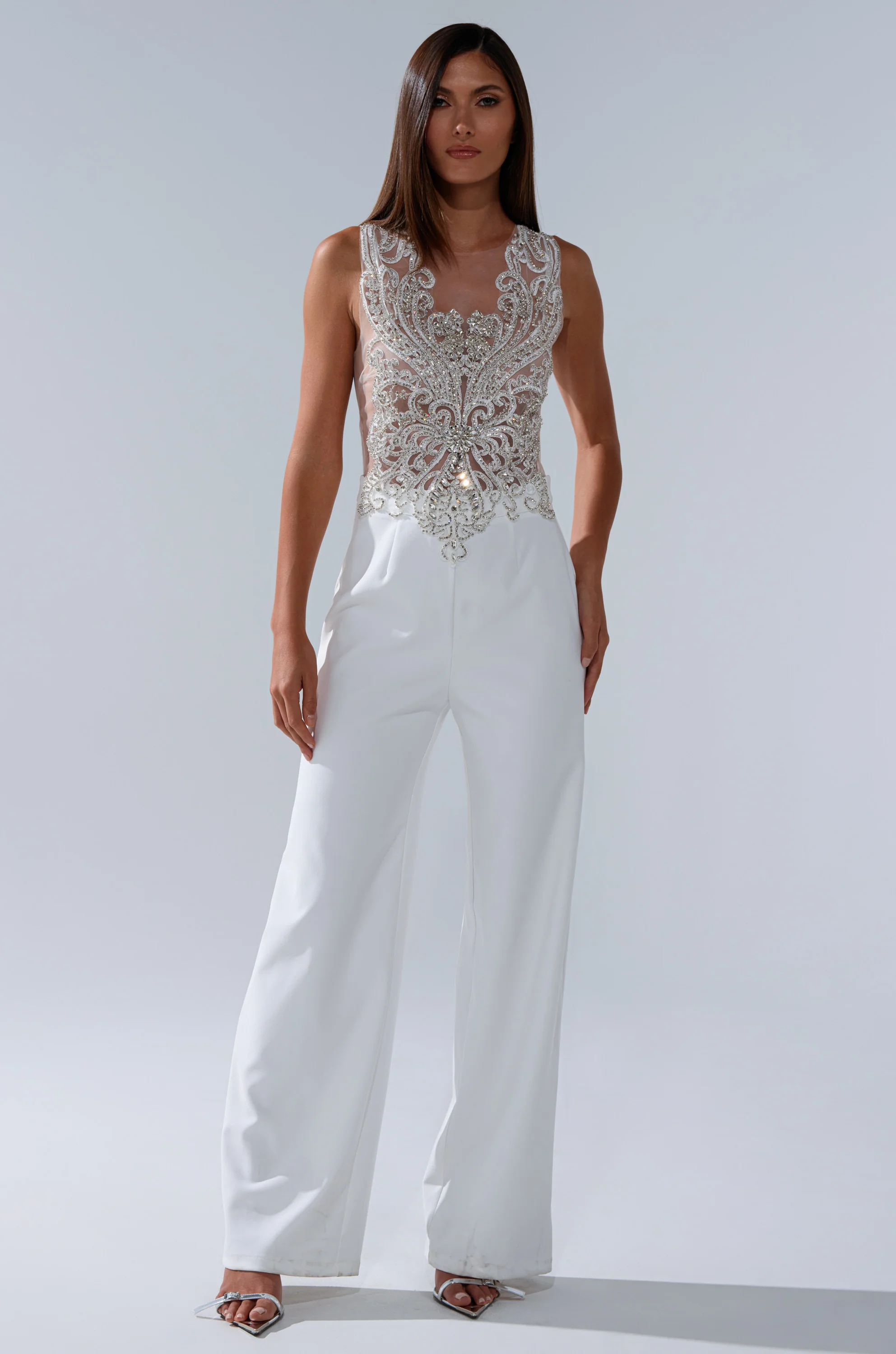 CECELIA RHINESTONE MESH JUMPSUIT