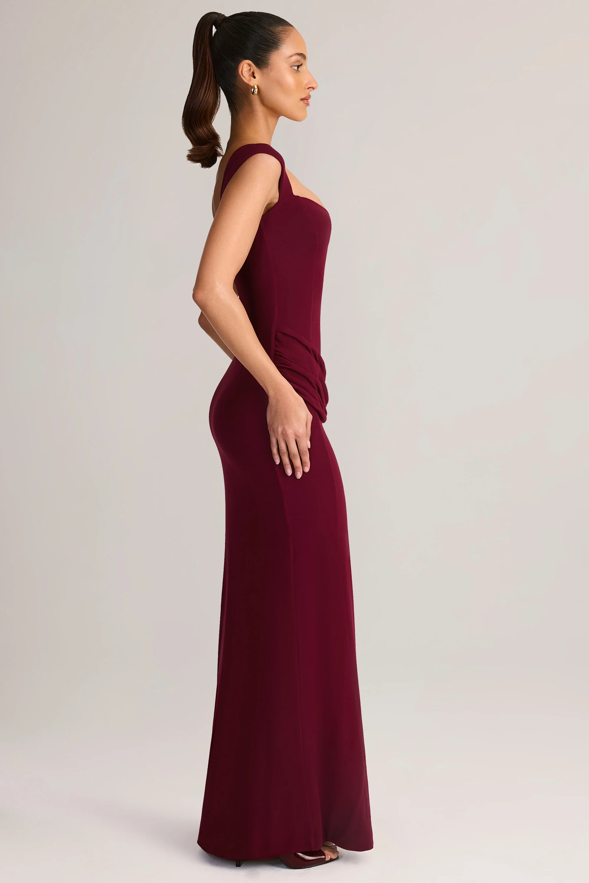 Modal Sweetheart-Neck Maxi Dress in Wine