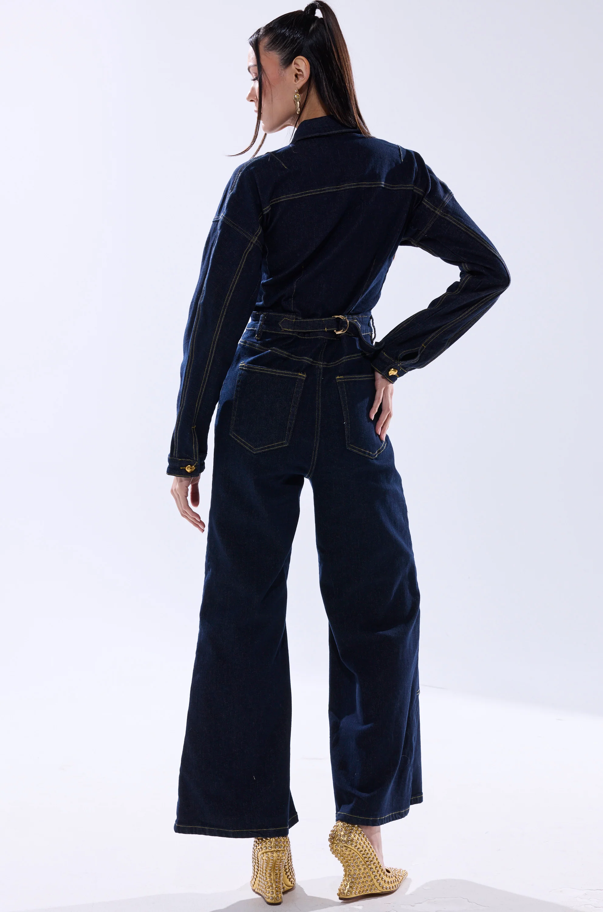 ANGELA CARGO DENIM JUMPSUIT