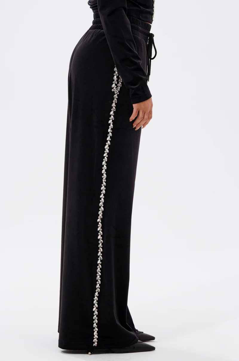 DARA RHINESTONE WIDE LEG SWEATPANT