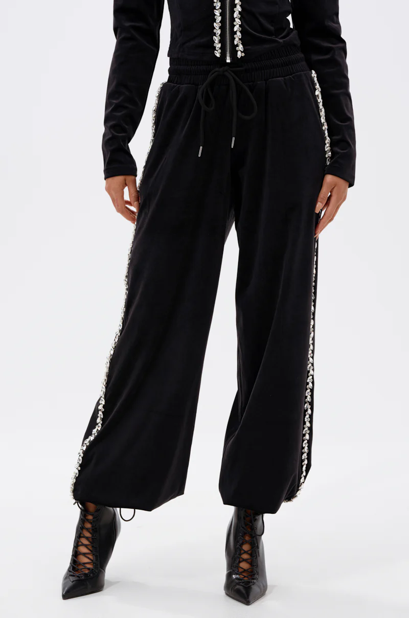 DARA RHINESTONE WIDE LEG SWEATPANT