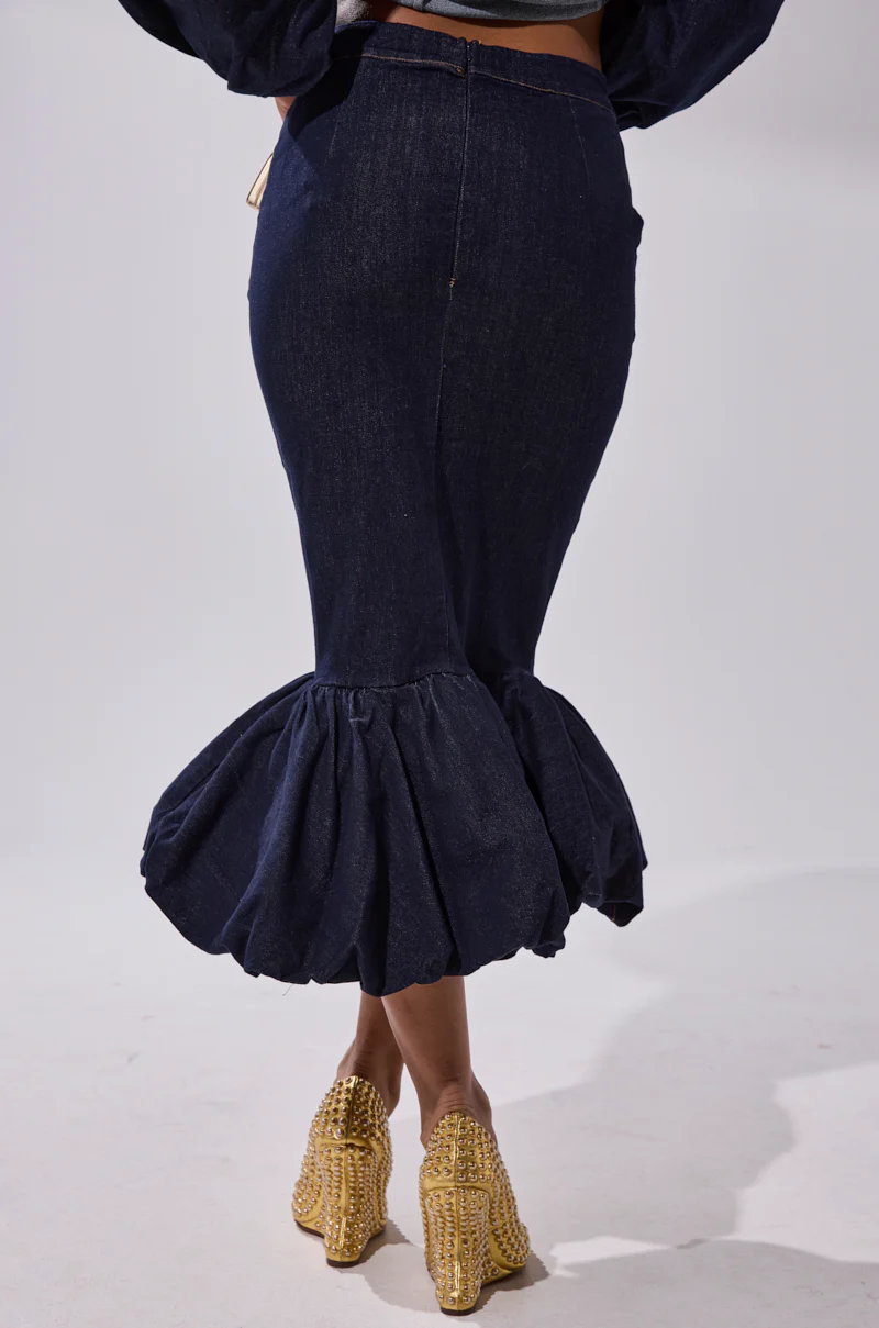 LET'S CHANGE IT UP DENIM MIDI SKIRT