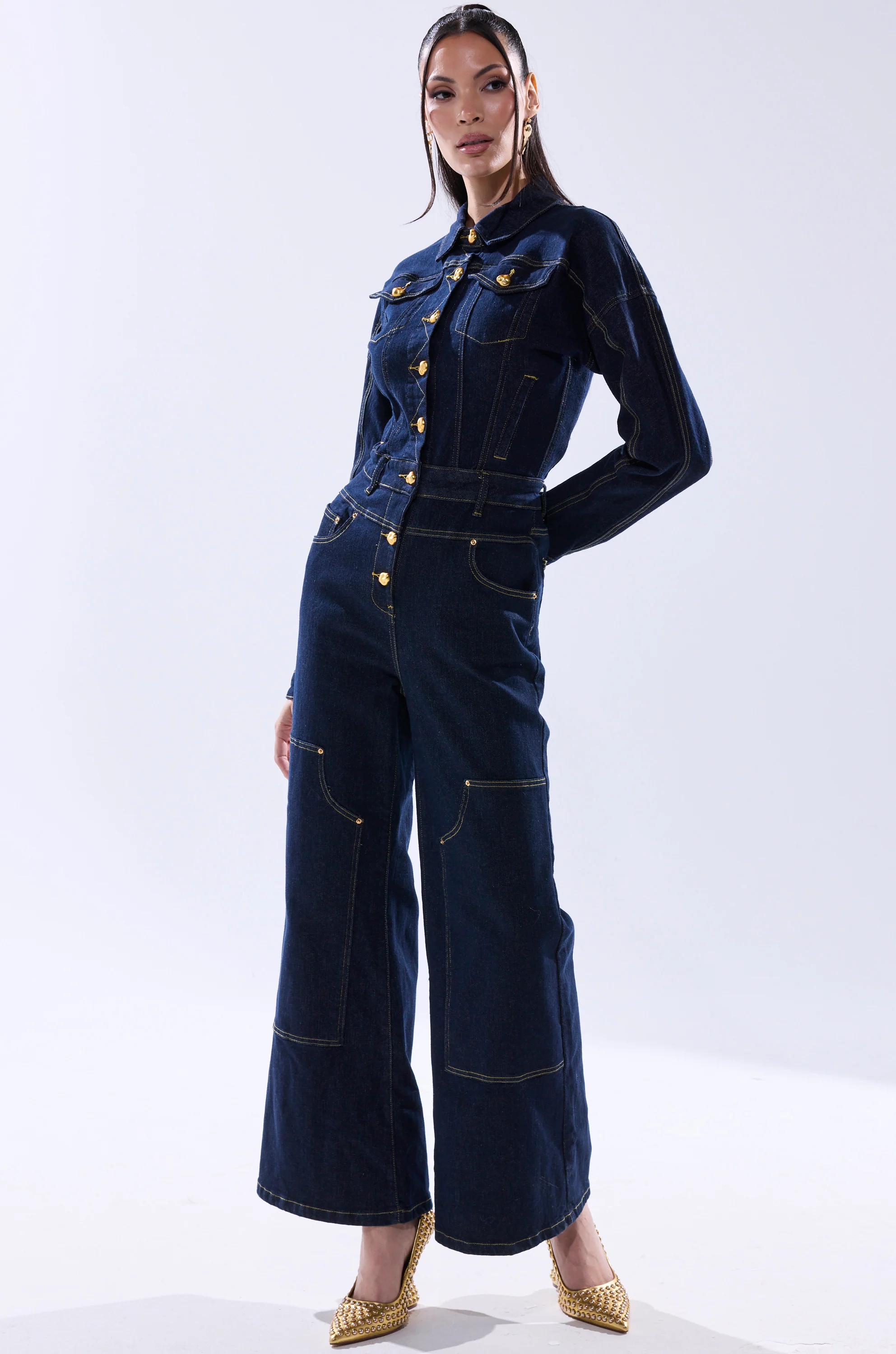 ANGELA CARGO DENIM JUMPSUIT