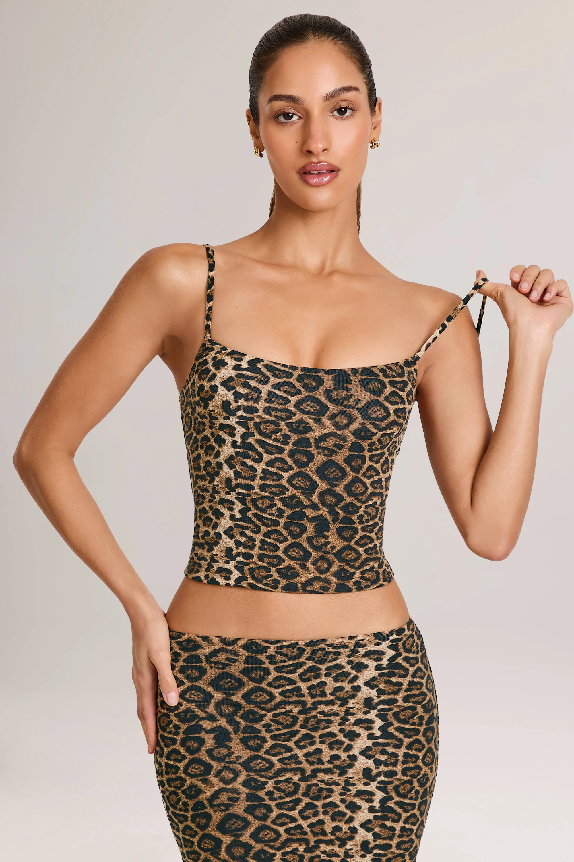 Modal Scoop-Neck Tank Top in Leopard Print