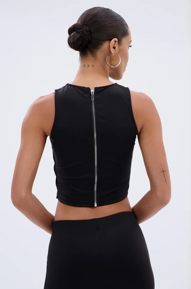 GROMMET DETAIL RUCHED TANK TOP