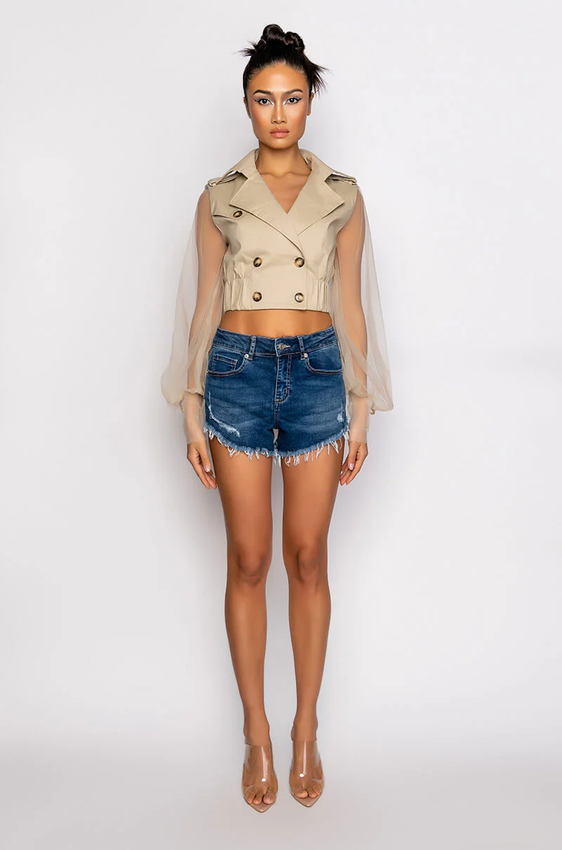 FLEX-FIT HIGH WAISTED SUPER STRETCHY DENIM SHORTS