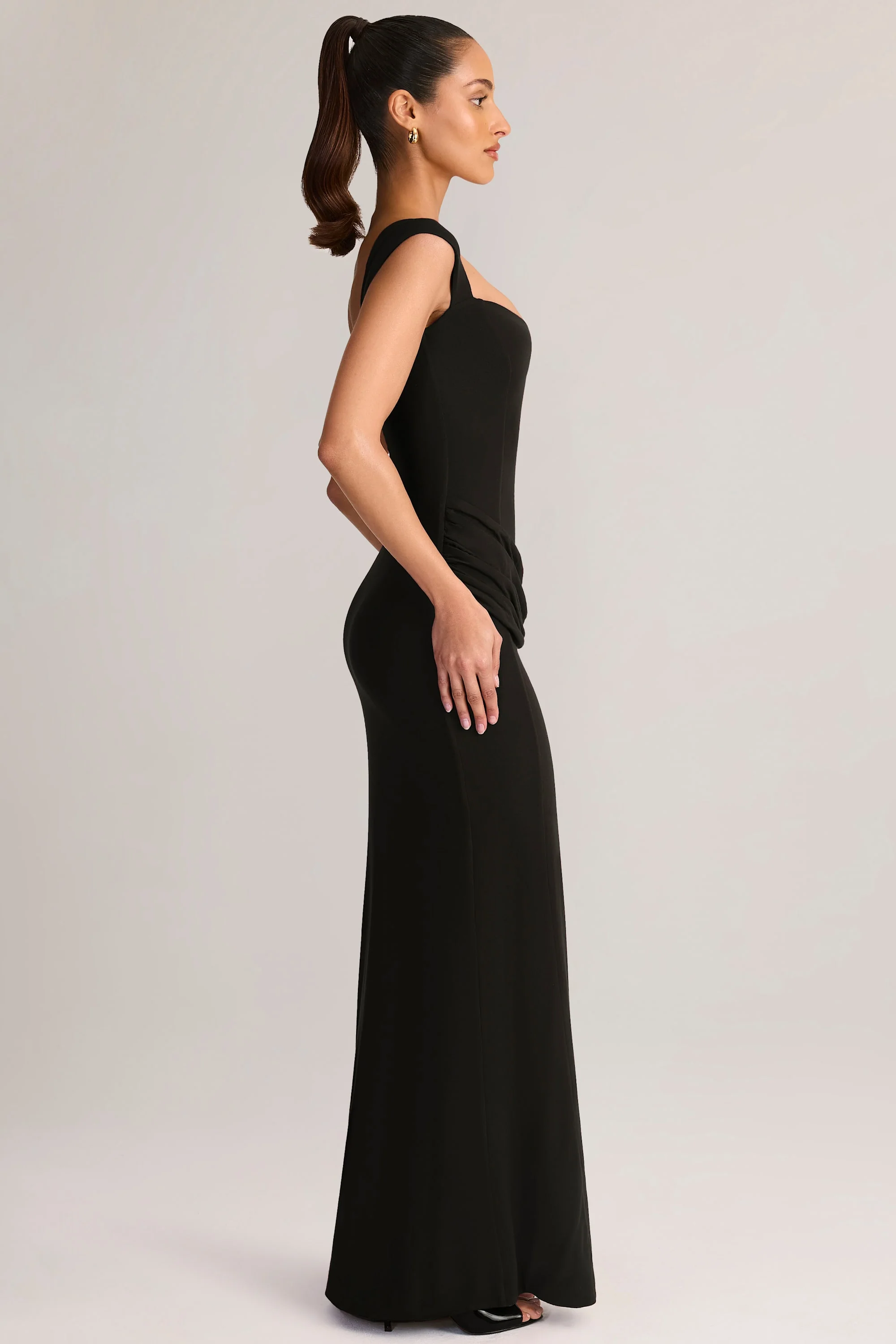Modal Sweetheart-Neck Maxi Dress in Black