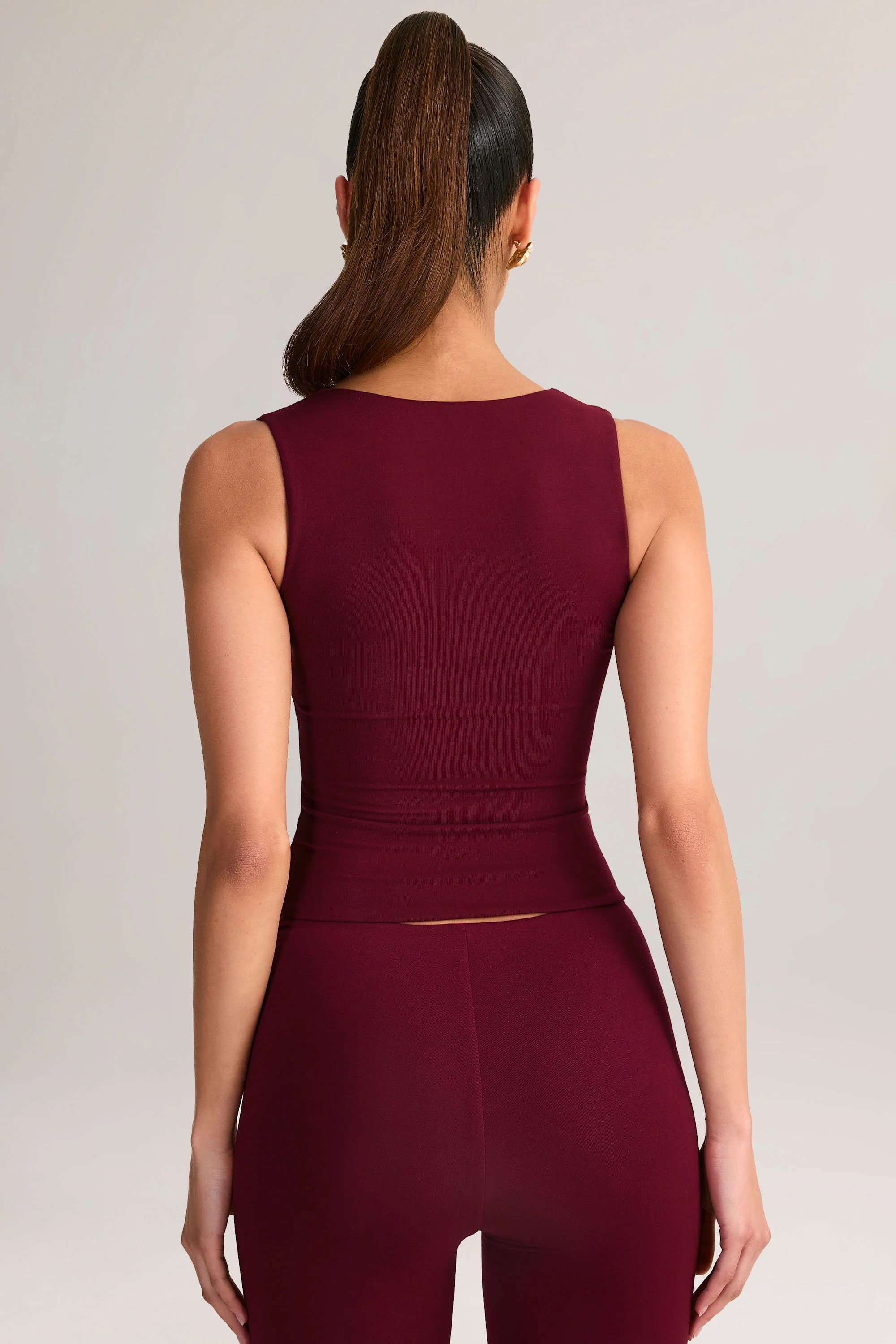 Modal Square-Neck Corset Top in Wine