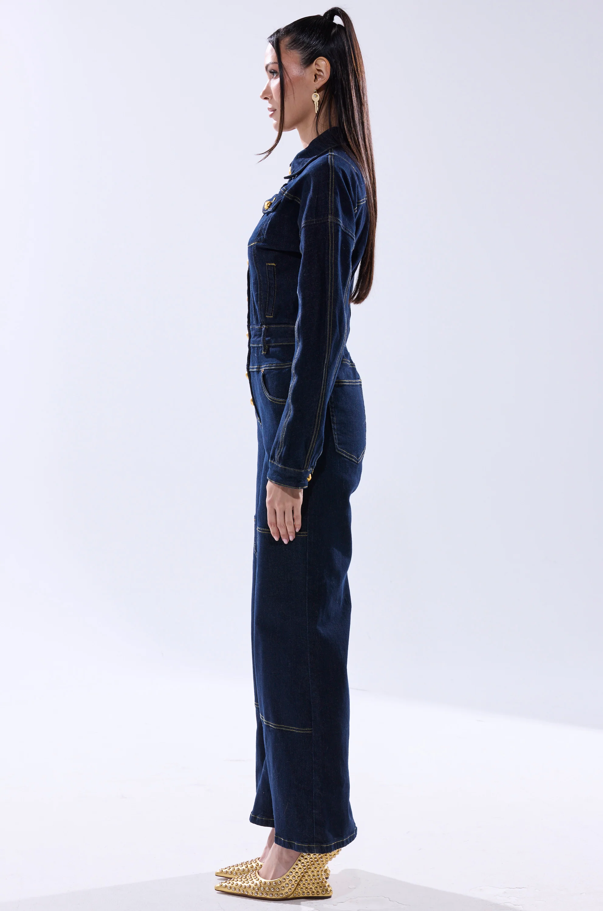 ANGELA CARGO DENIM JUMPSUIT