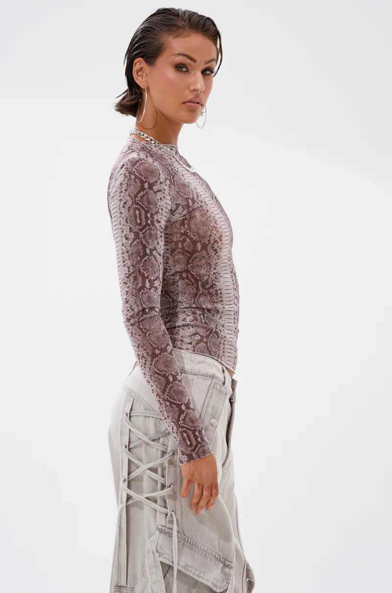 SNAKE CHARMER LONG SLEEVE MESH TOP