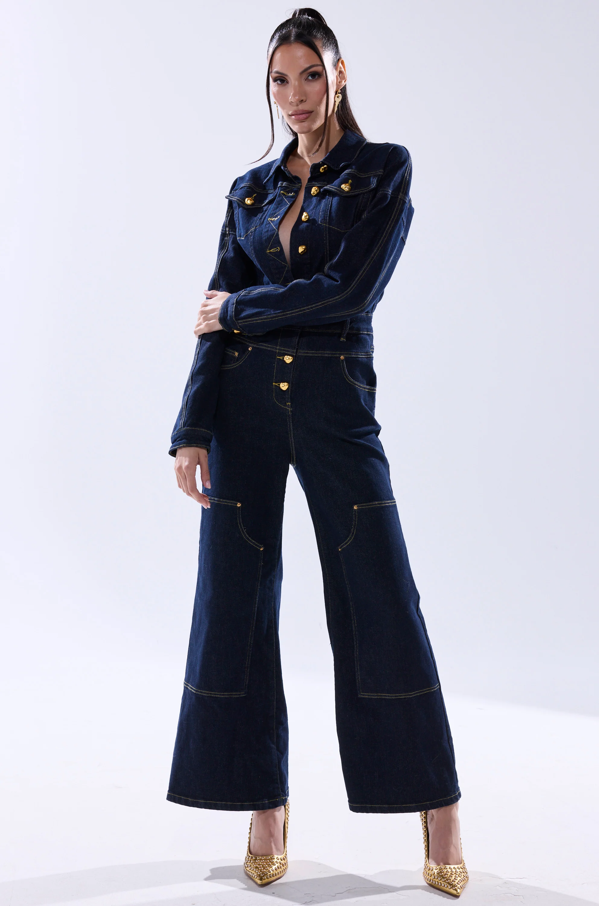 ANGELA CARGO DENIM JUMPSUIT