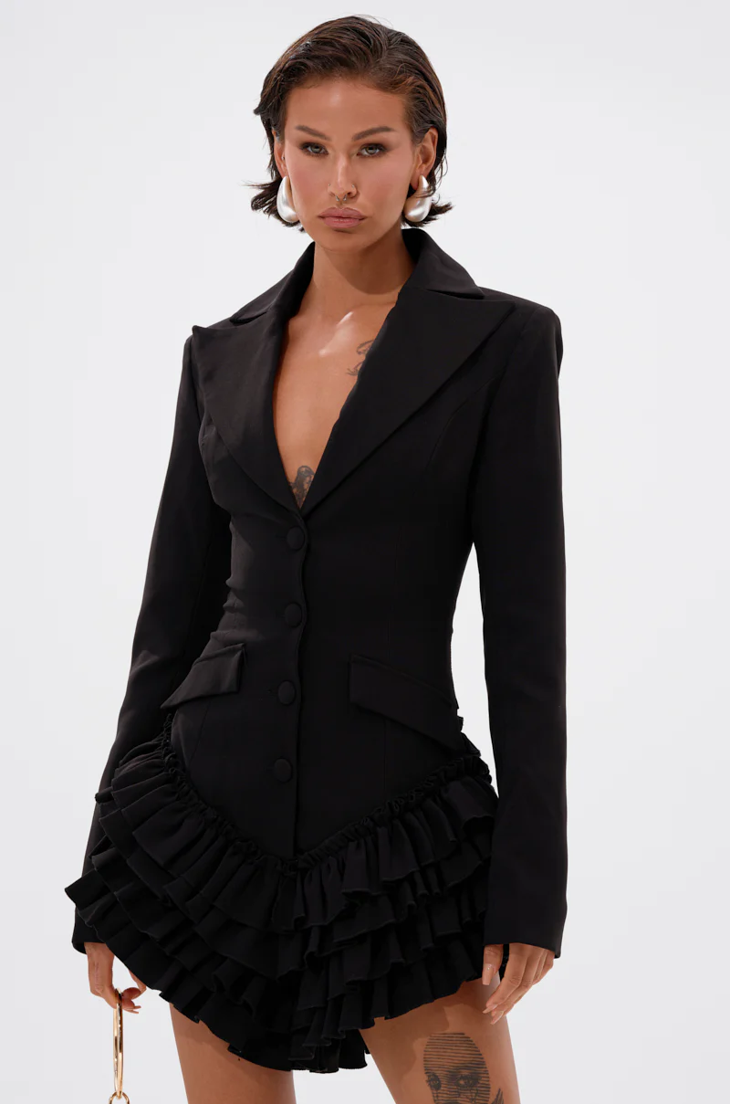 STRICTLY BUSINESS BLAZER ROMPER IN BLACK