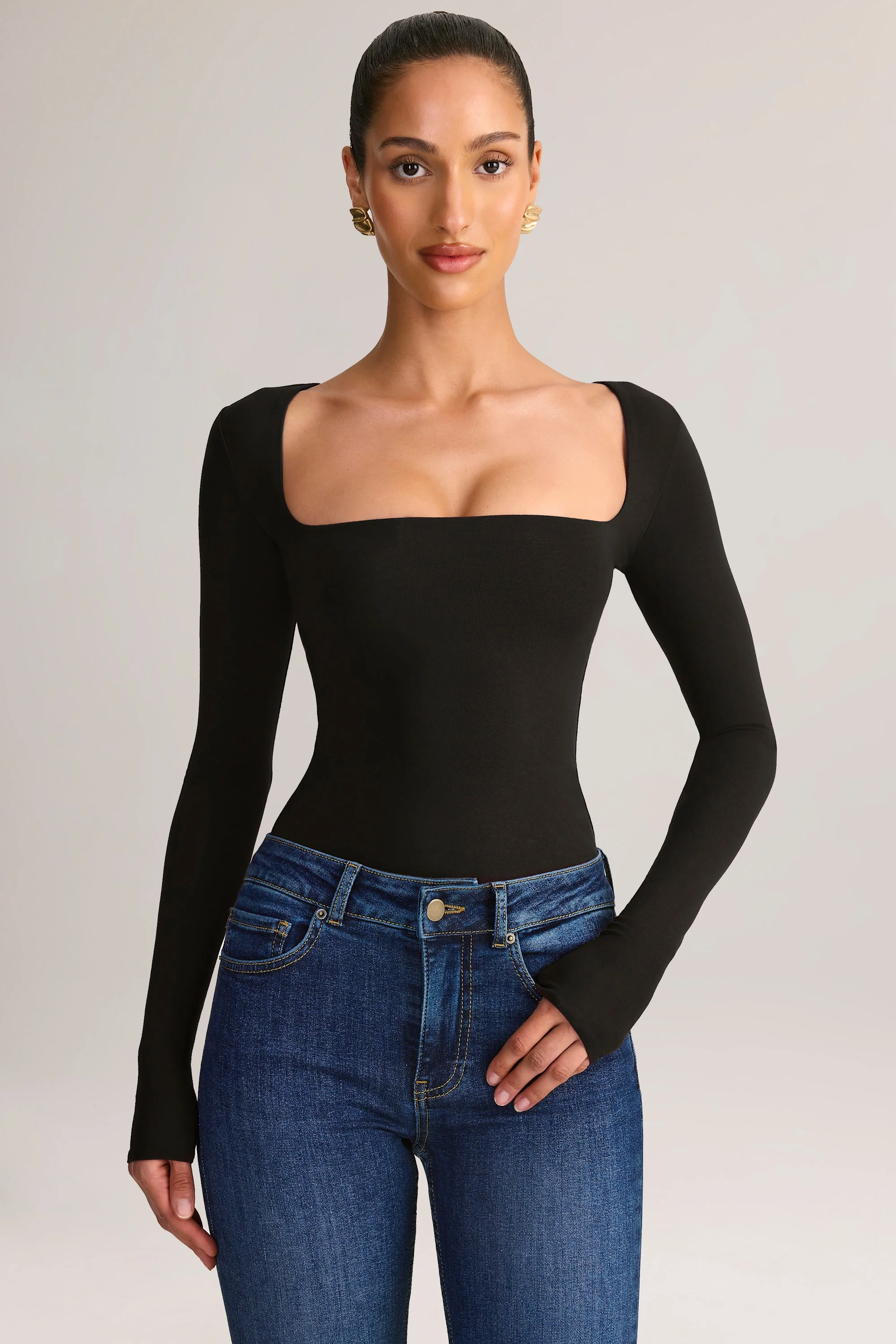 Modal Square-Neck Top in Black