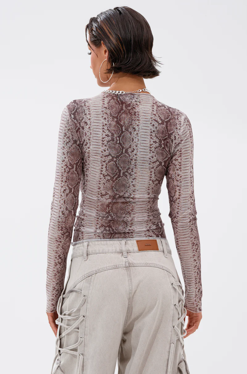SNAKE CHARMER LONG SLEEVE MESH TOP