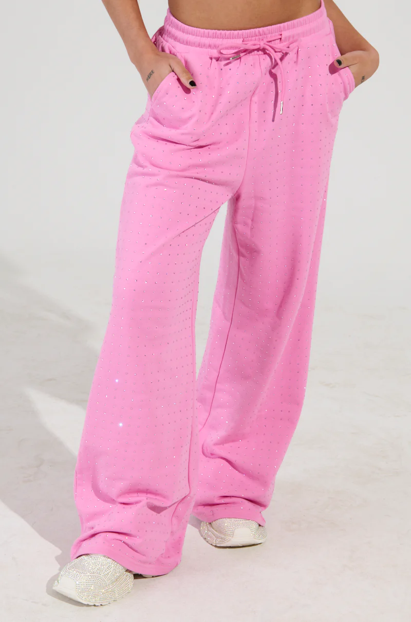 BLOSSOM RHINESTONE EMBELLISHED SWEATPANT IN PINK