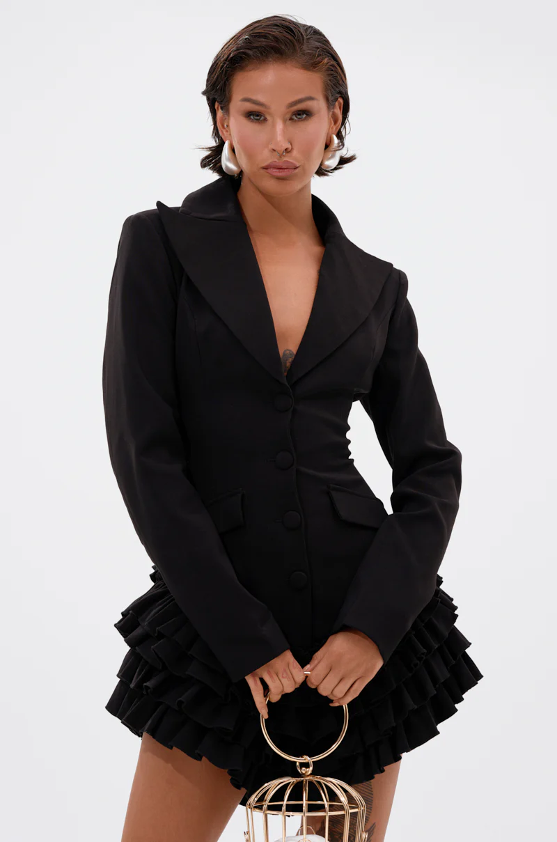 STRICTLY BUSINESS BLAZER ROMPER IN BLACK