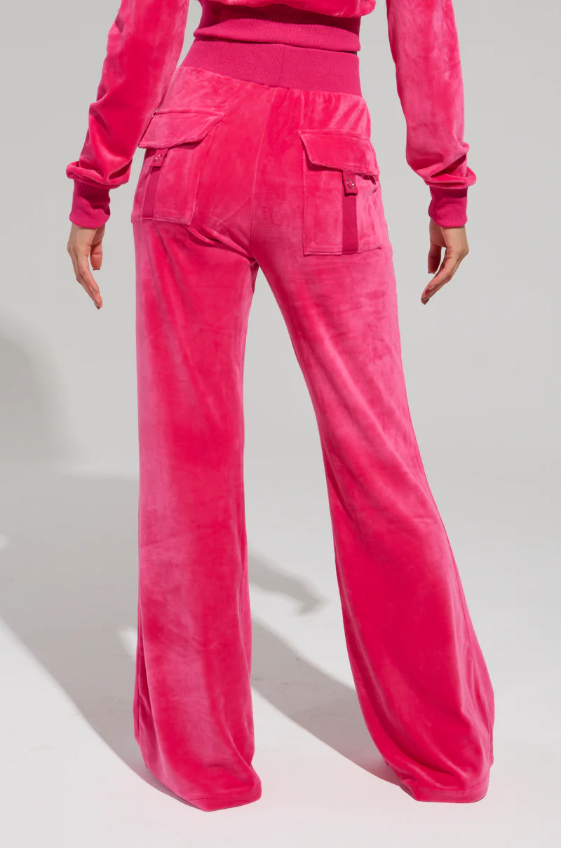 VELOUR GALORE STRAIGHT LEG JOGGER IN PINK