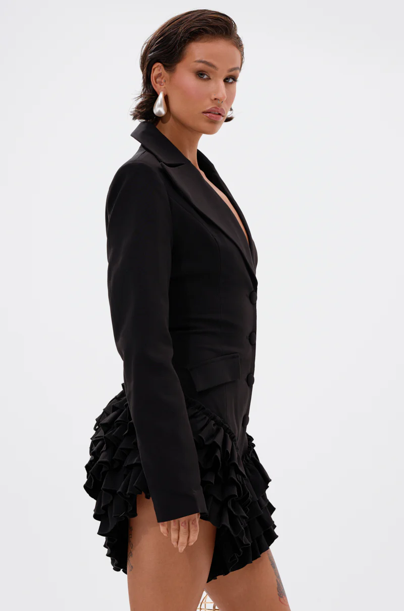 STRICTLY BUSINESS BLAZER ROMPER IN BLACK