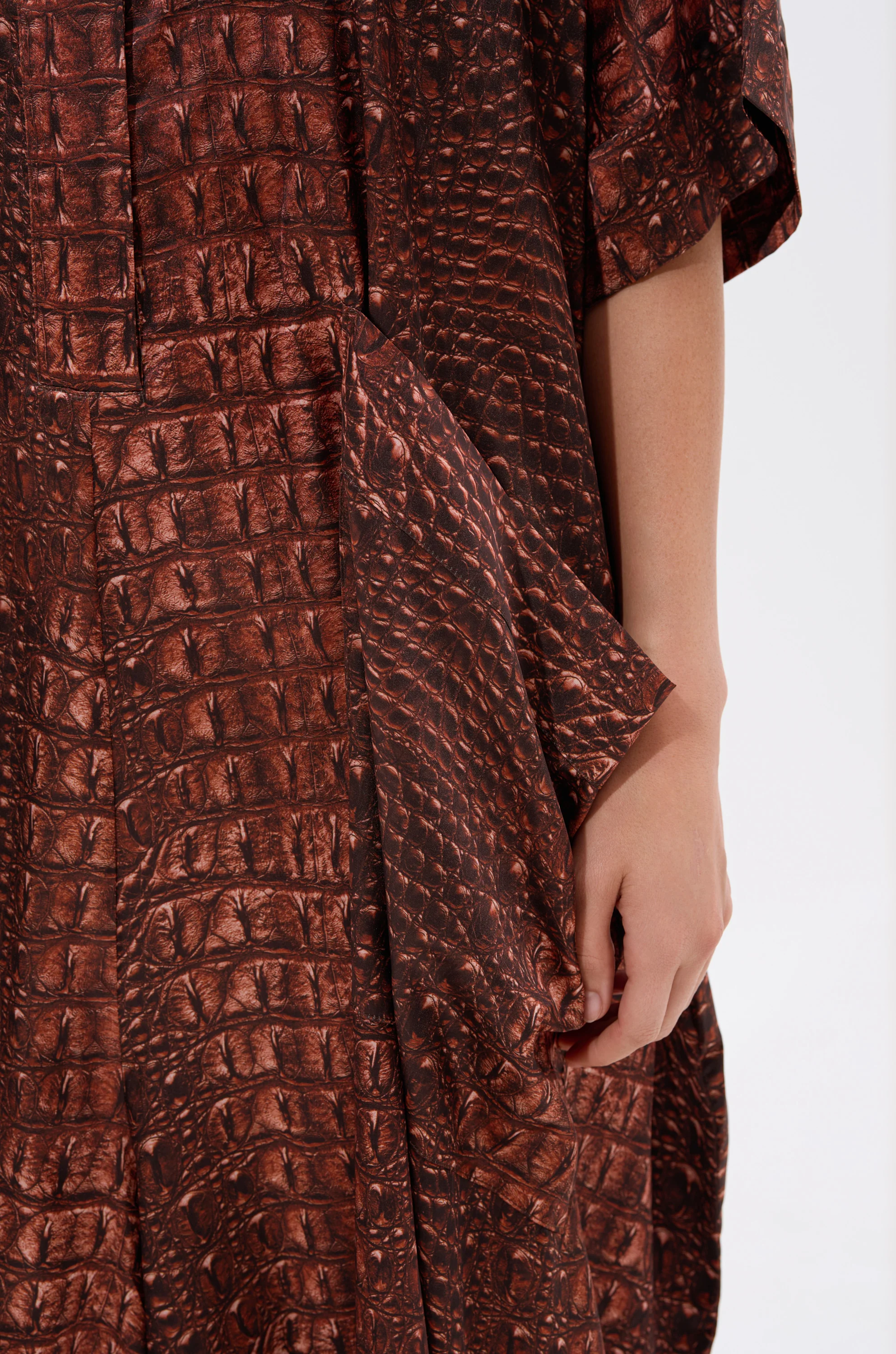 SHE'S RICH OVERSIZED SATIN JUMPSUIT IN CROC PRINT