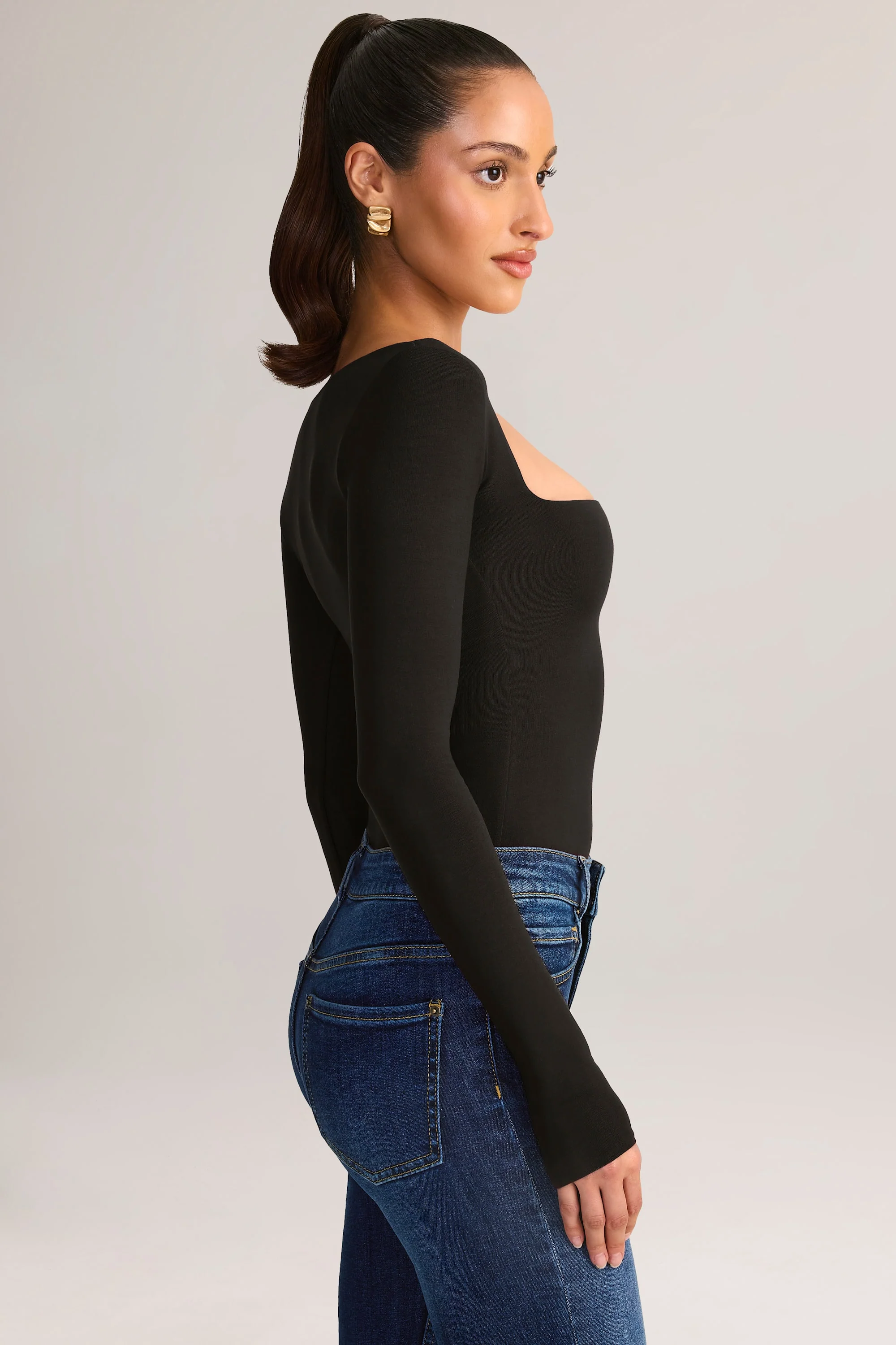 Modal Square-Neck Top in Black