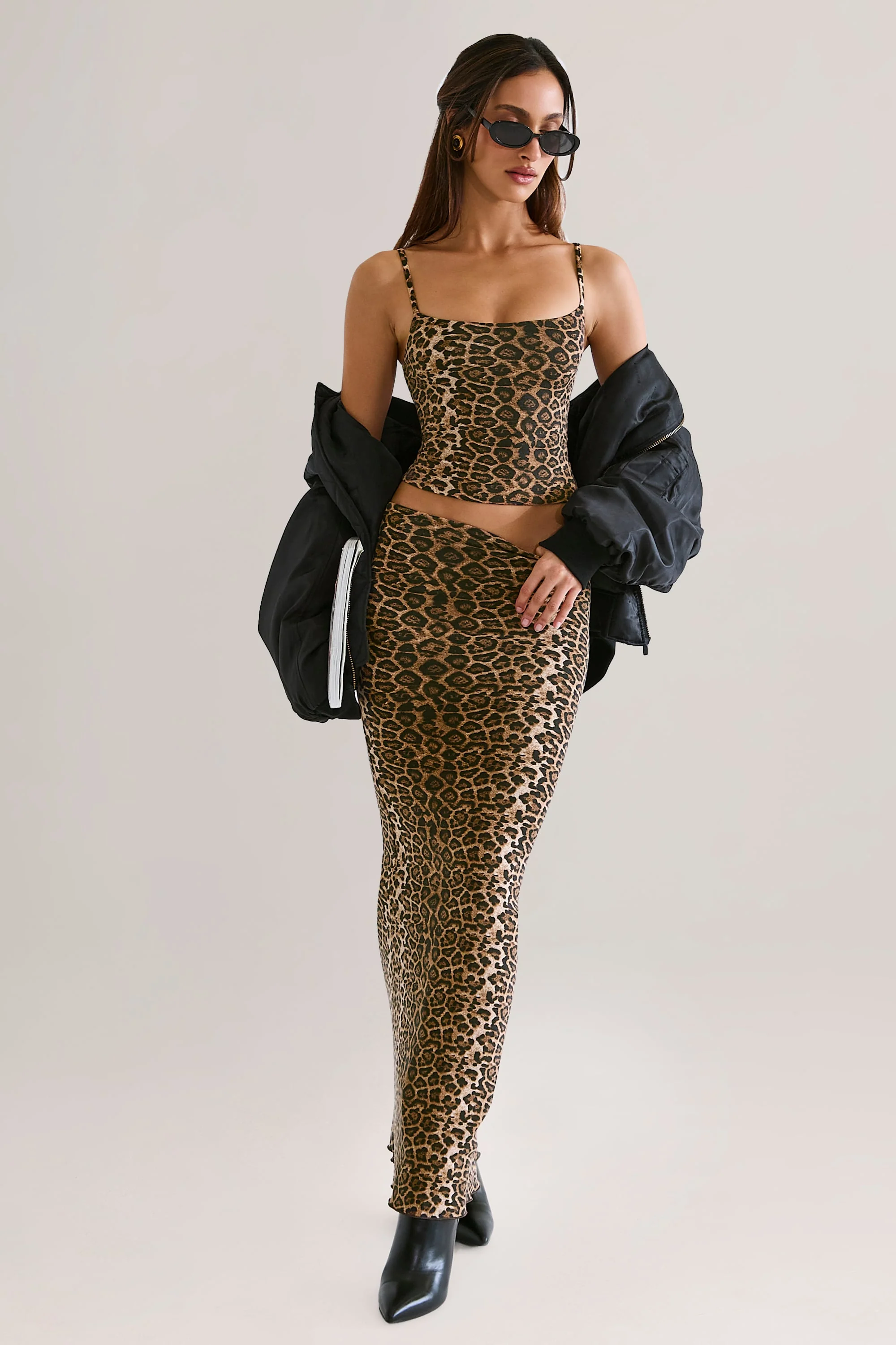 Modal Scoop-Neck Tank Top in Leopard Print