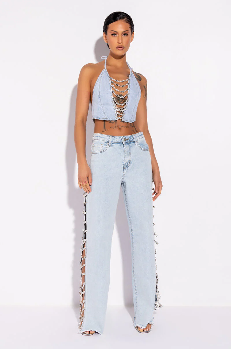 COVERED IN DIAMONDS RELAXED JEANS