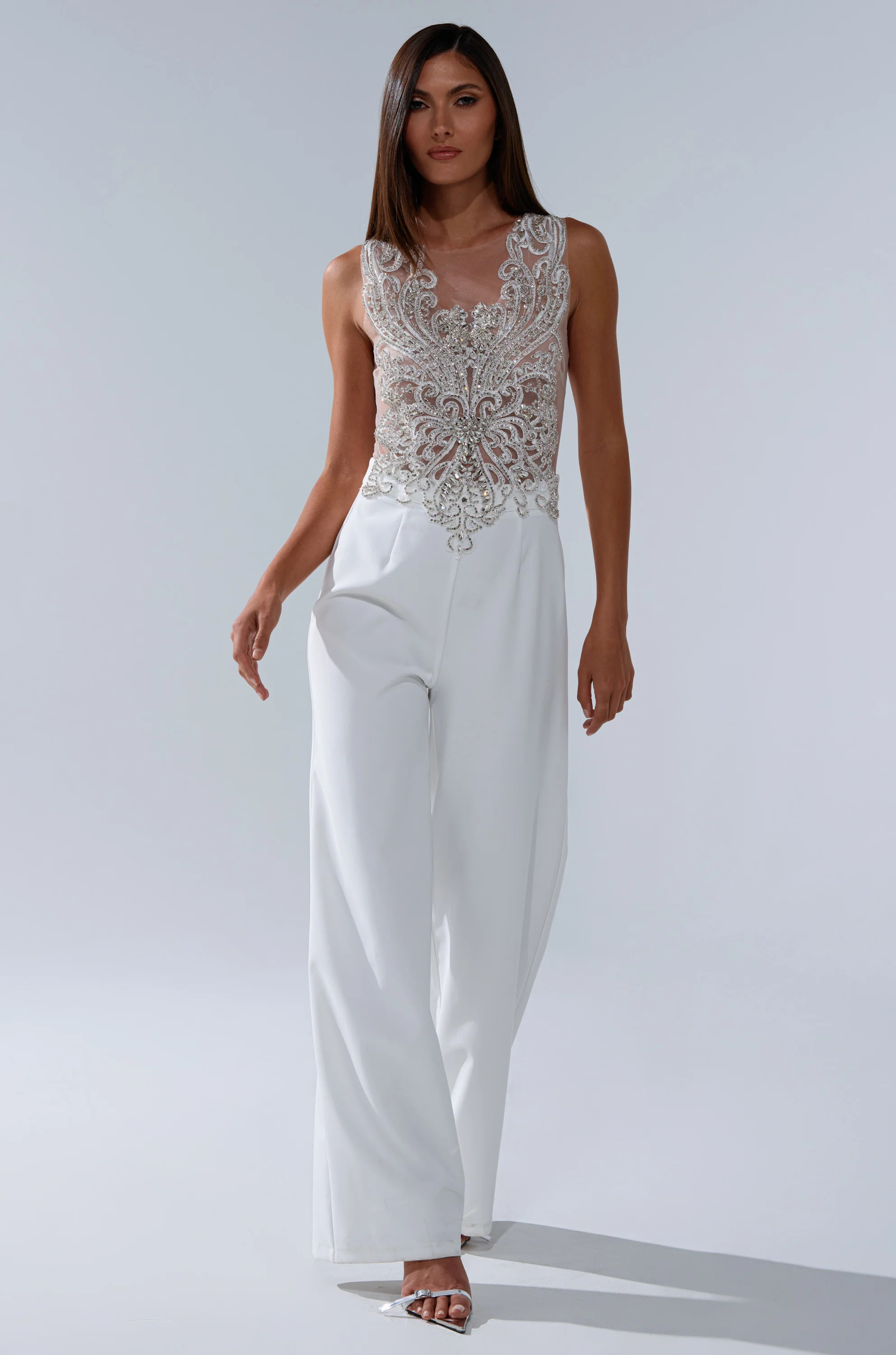 CECELIA RHINESTONE MESH JUMPSUIT