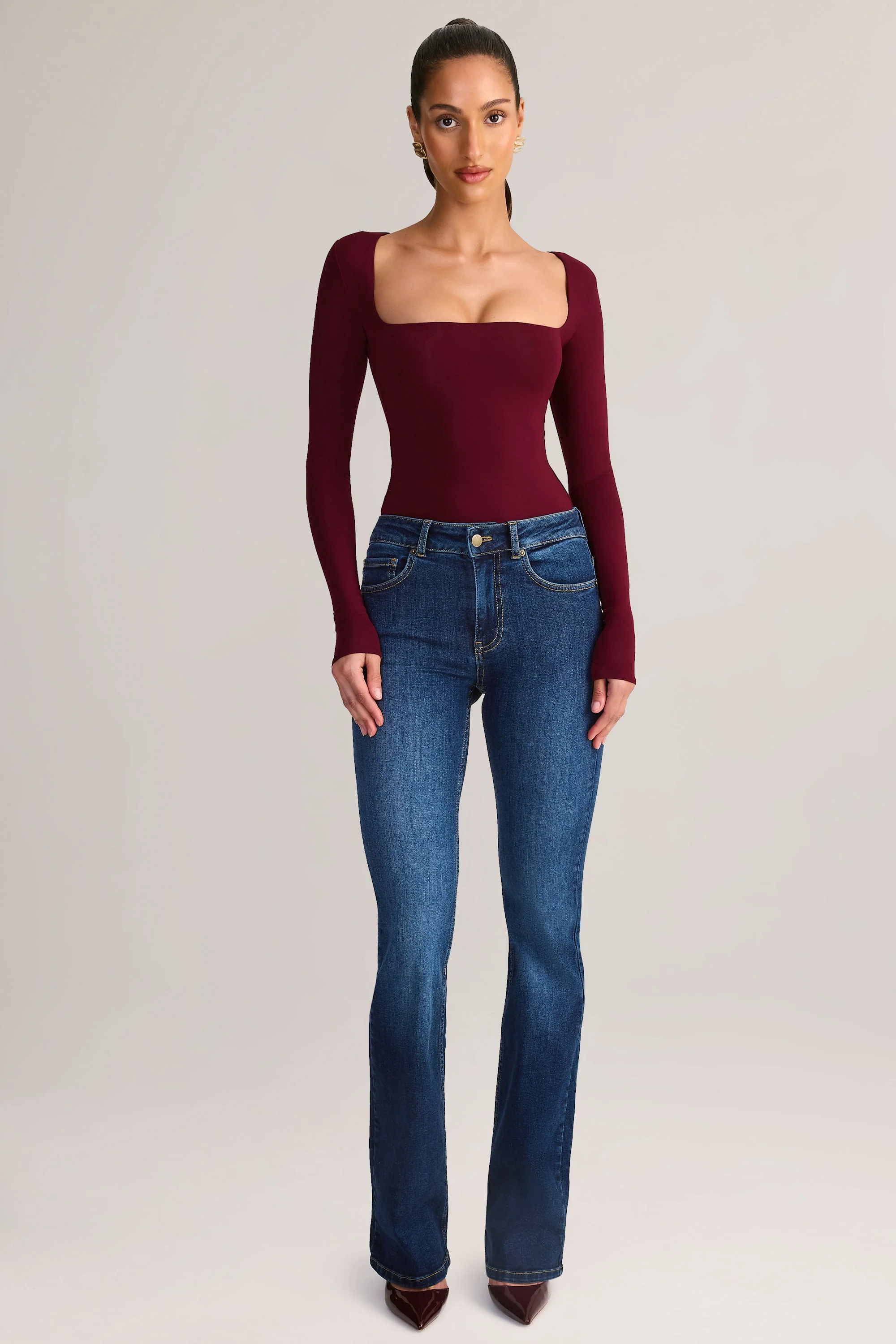 Modal Square-Neck Top in Wine