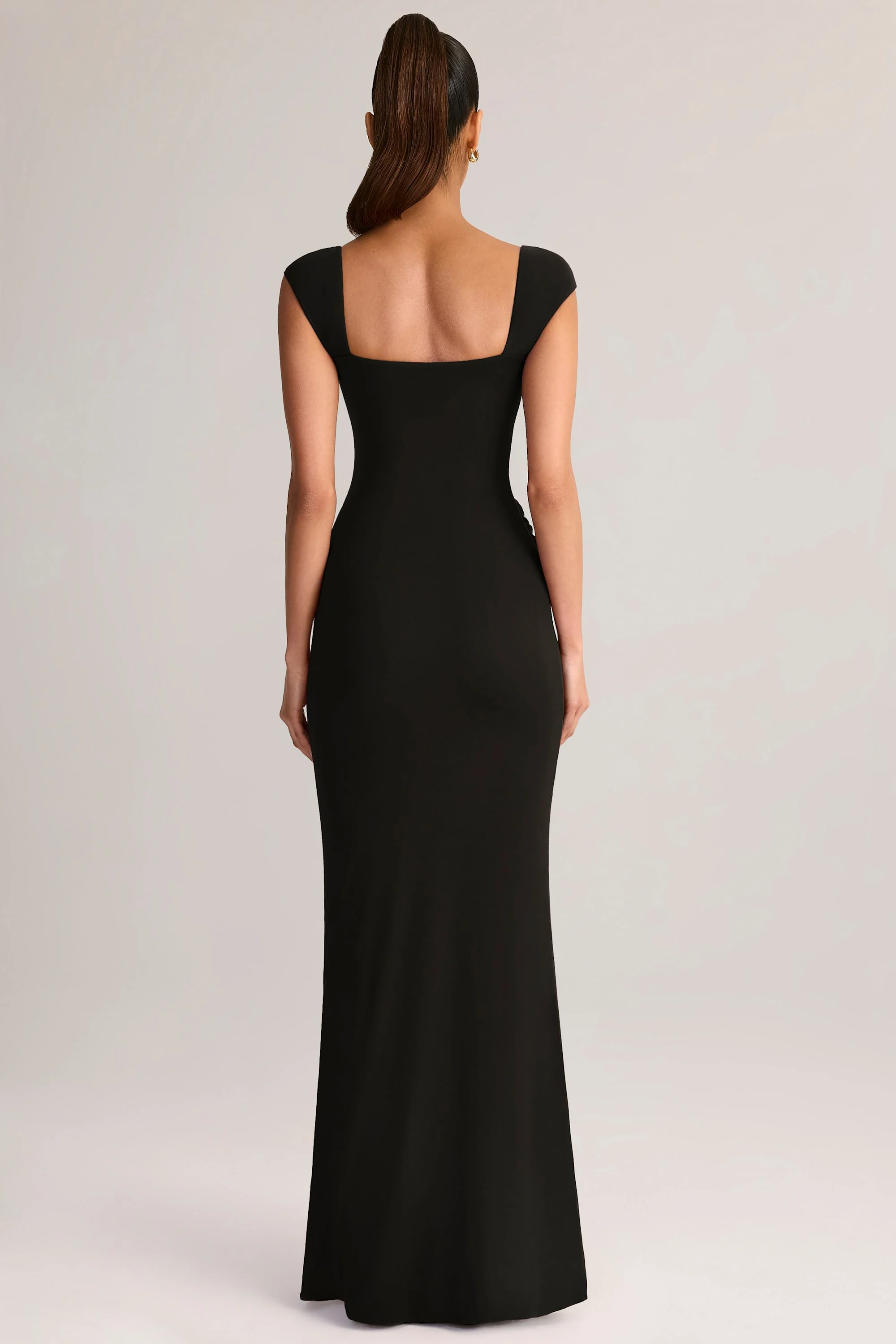 Modal Sweetheart-Neck Maxi Dress in Black