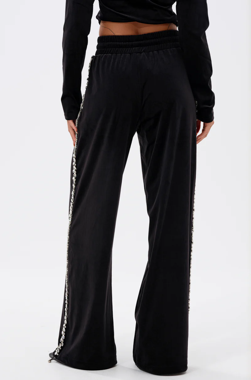 DARA RHINESTONE WIDE LEG SWEATPANT