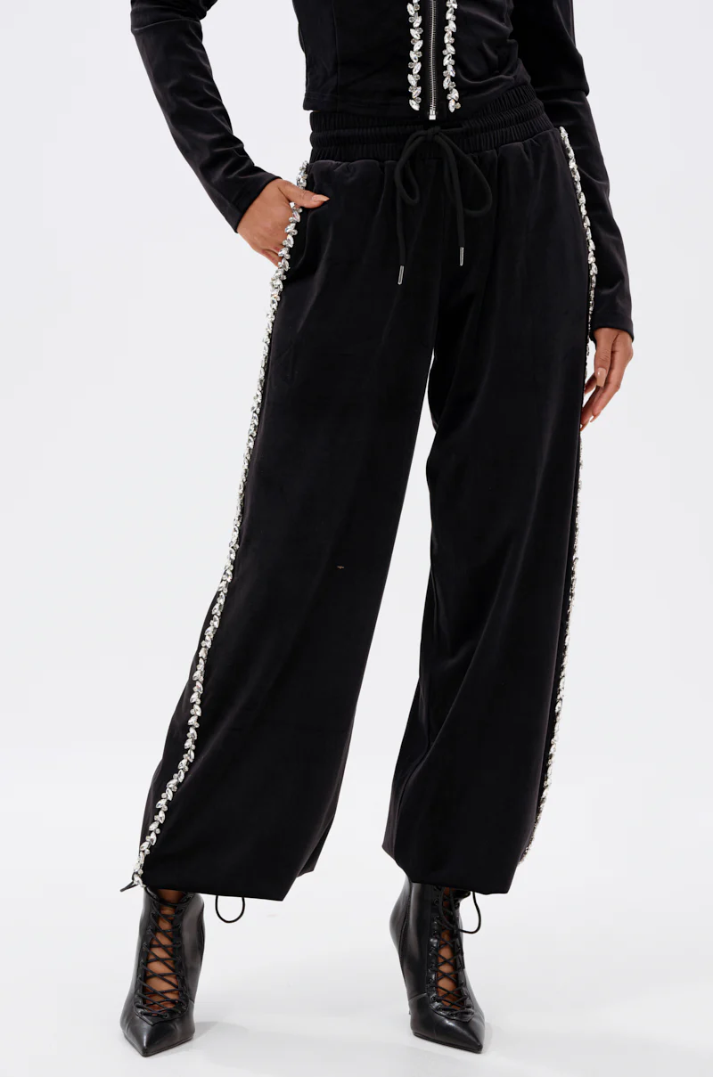 DARA RHINESTONE WIDE LEG SWEATPANT