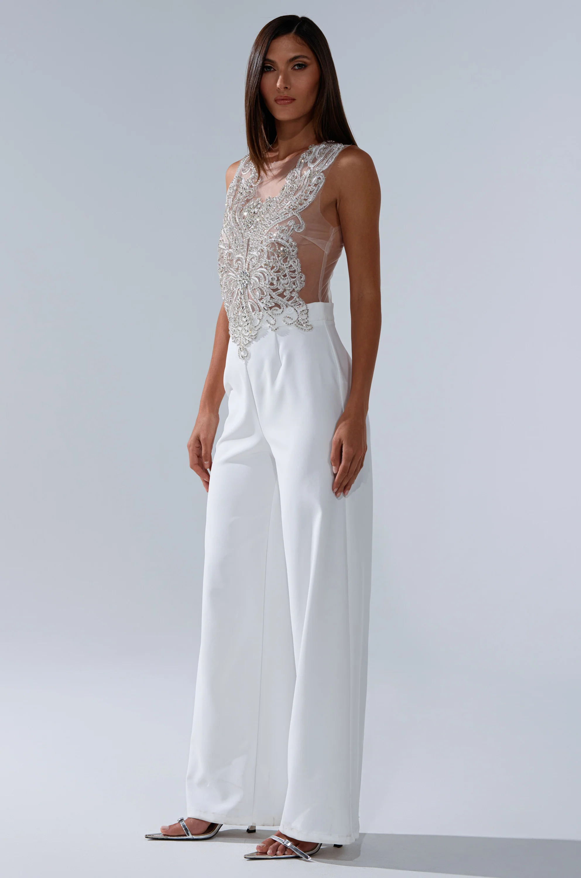 CECELIA RHINESTONE MESH JUMPSUIT